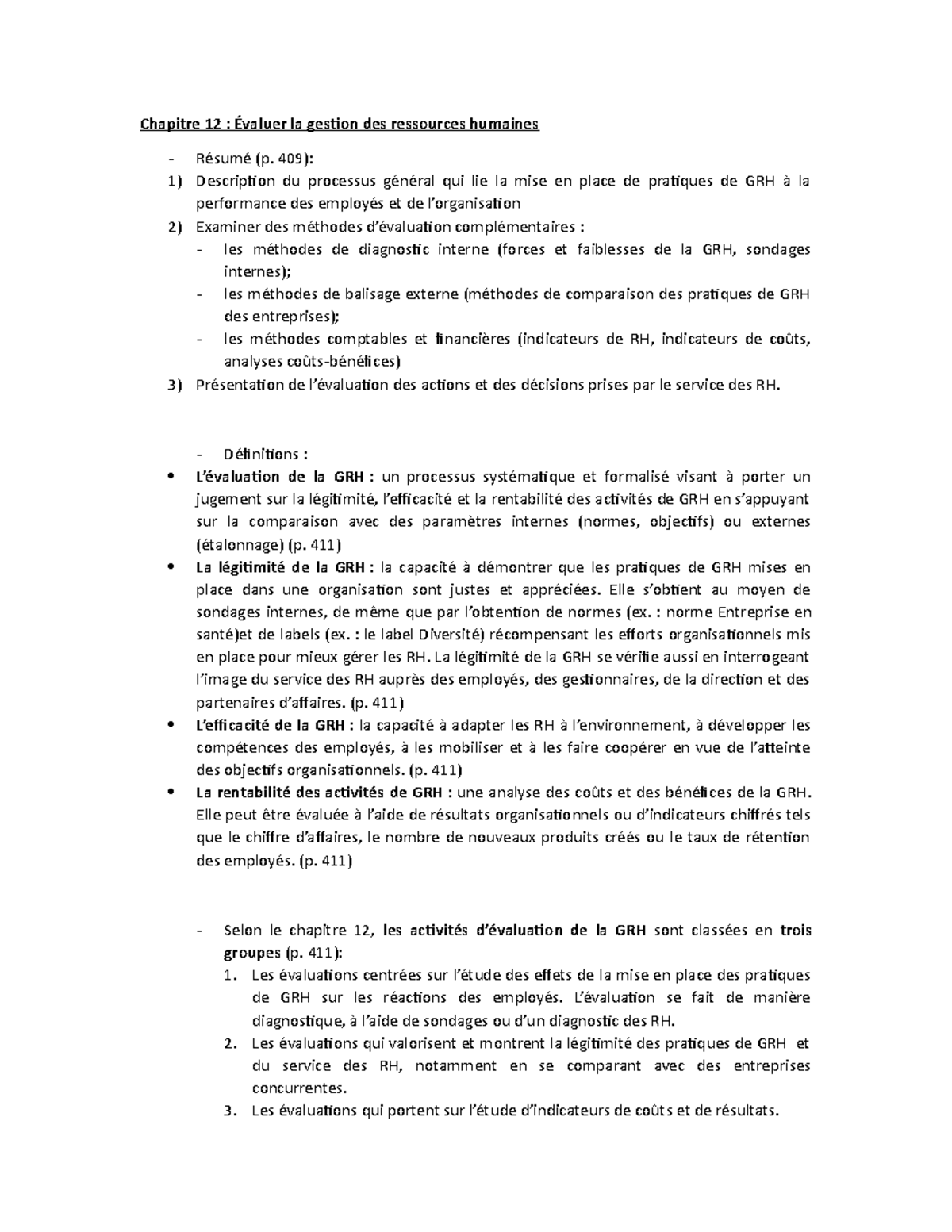 Chapitre 12 Évaluer la gestion des ressources humaines ORH1600 UQAM