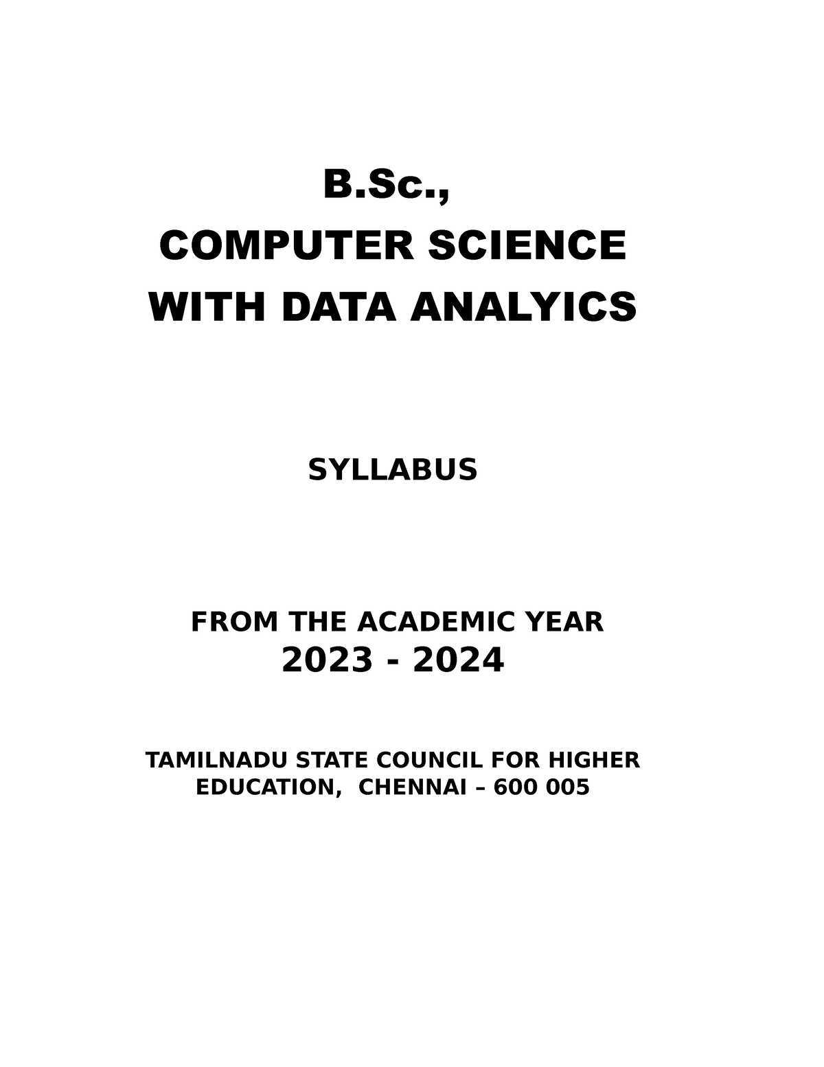 B.Sc. Computer Science With Data Analytics - B., COMPUTER SCIENCE WITH ...