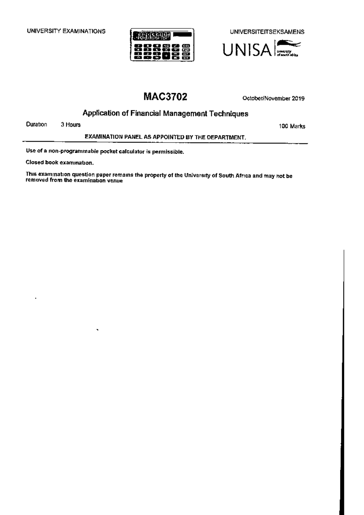 MAC3702 2019 10 E 1 exam - 98302 - Studocu