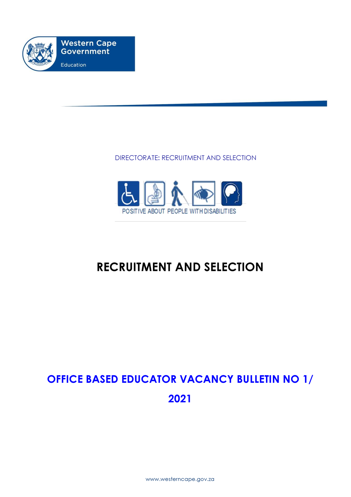 WCED Office Based Posts westerncape.gov RECRUITMENT AND SELECTION