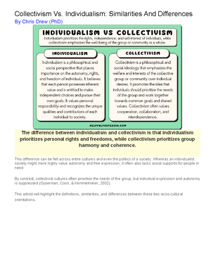 Collectivism Individualism Comparison Chart - Dominant Values on the ...