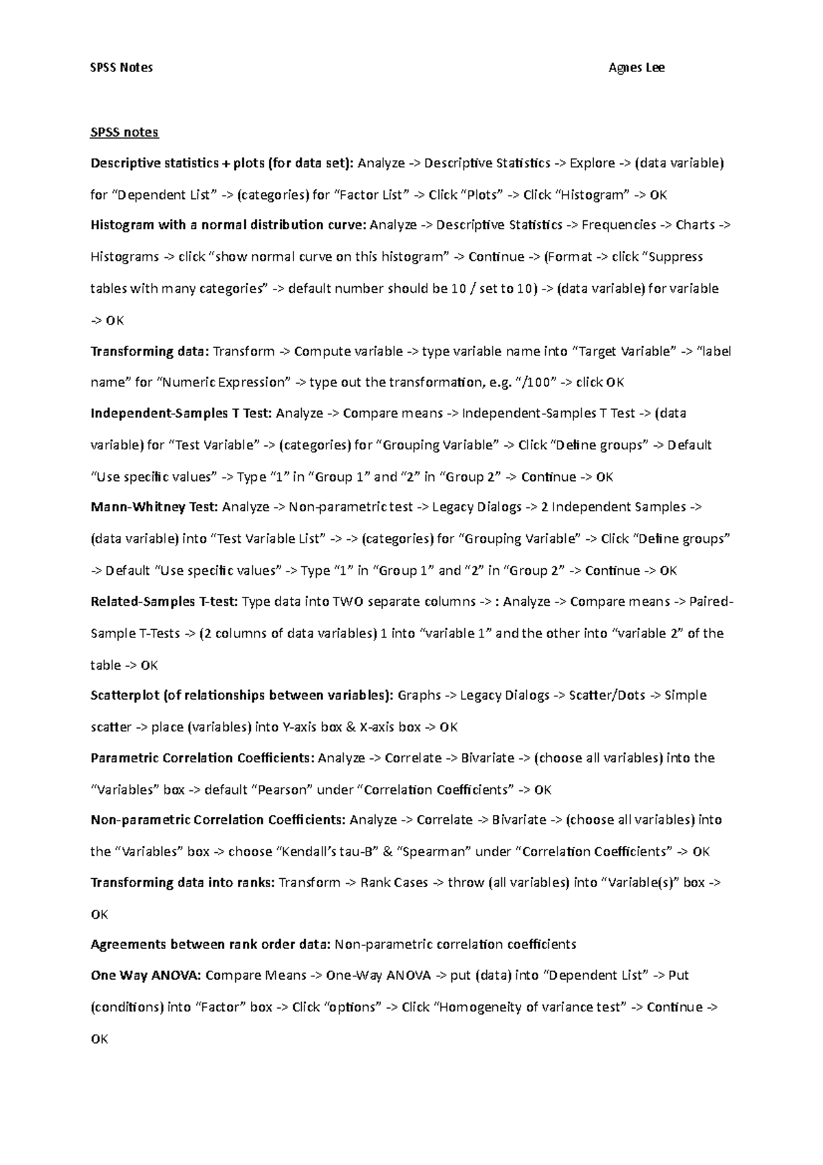 SPSS notes - this is everything you need to know for SPSS: Alastair ...