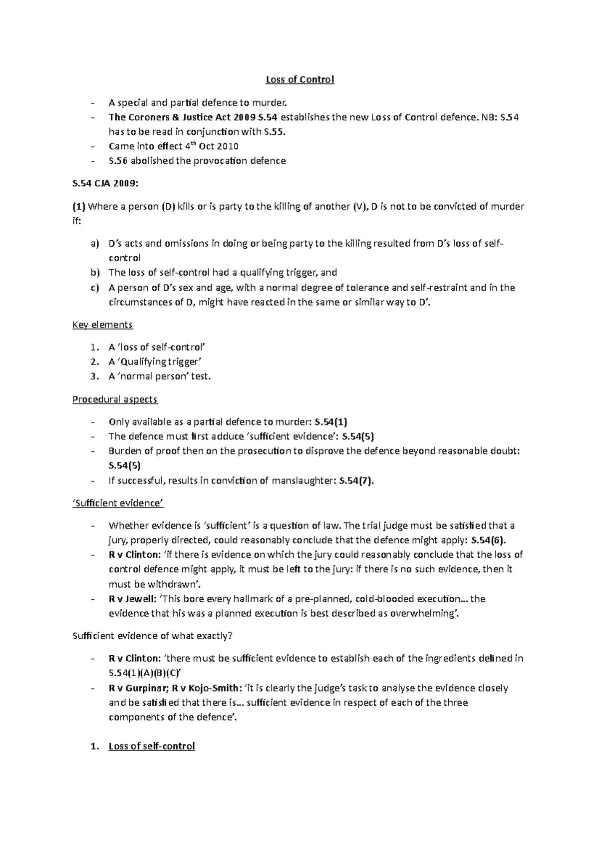 Loss of control basic lecture notes - Loss of Control A special and ...