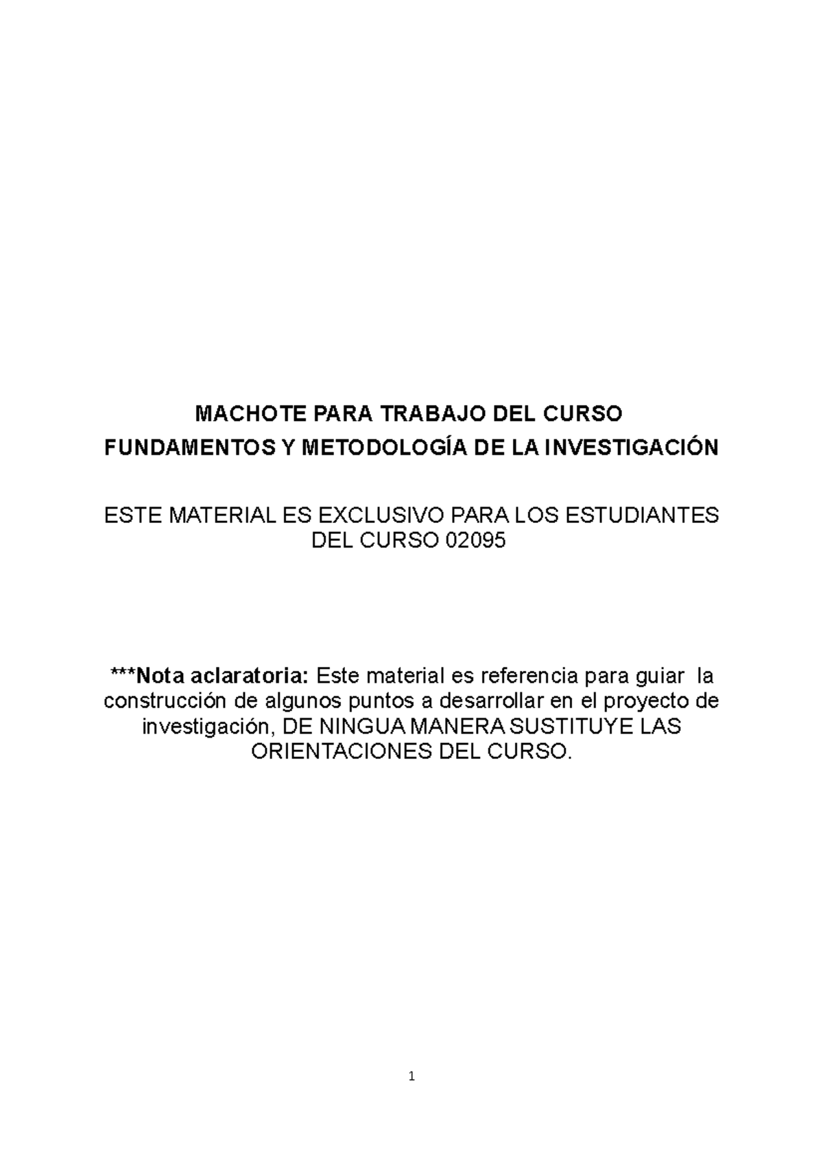Macho Curso 2095 - MACHOTE PARA TRABAJO DEL CURSO FUNDAMENTOS Y DE LA ...