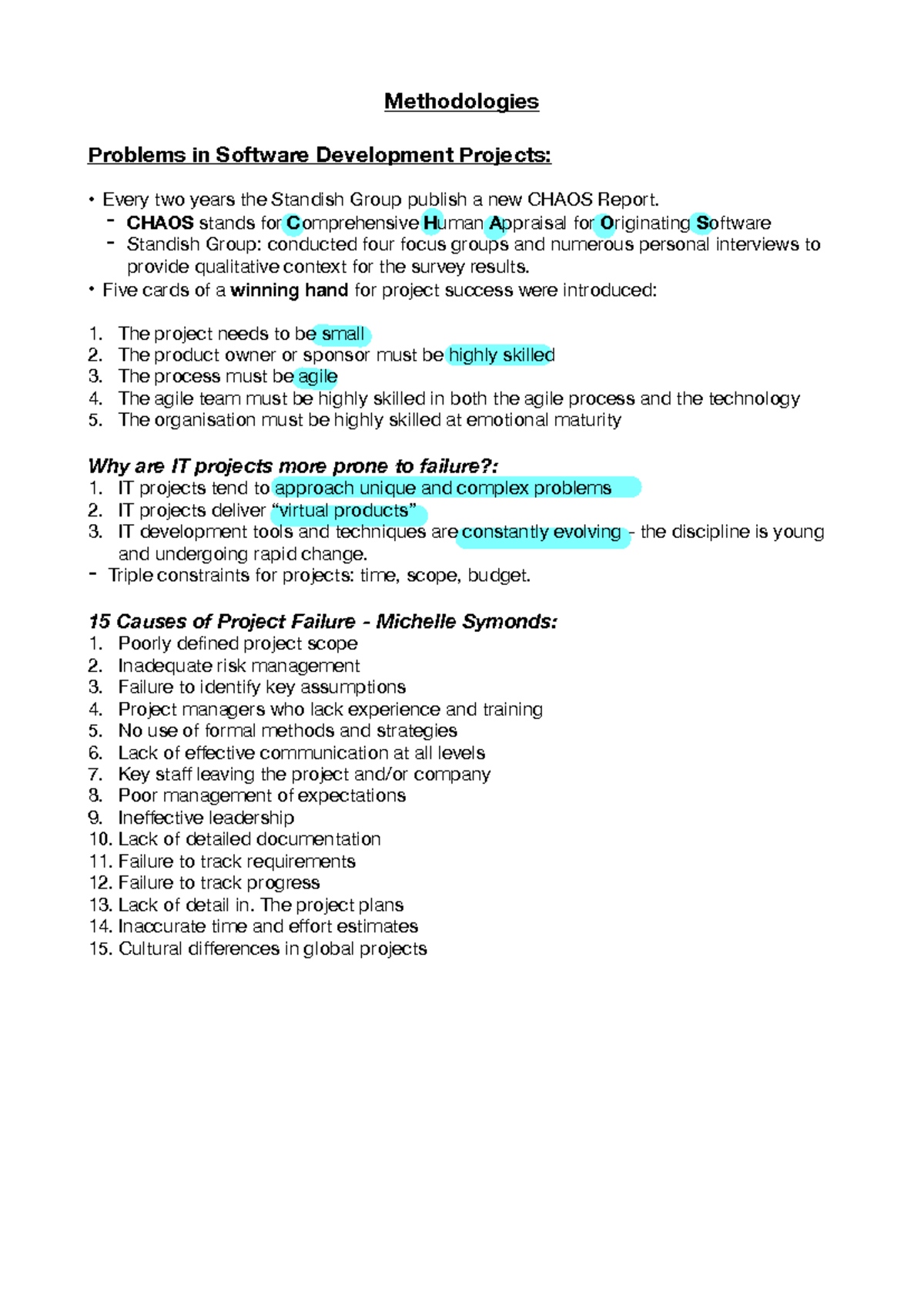 W1 - Methodolodies - Methodologies Problems in Software Development ...