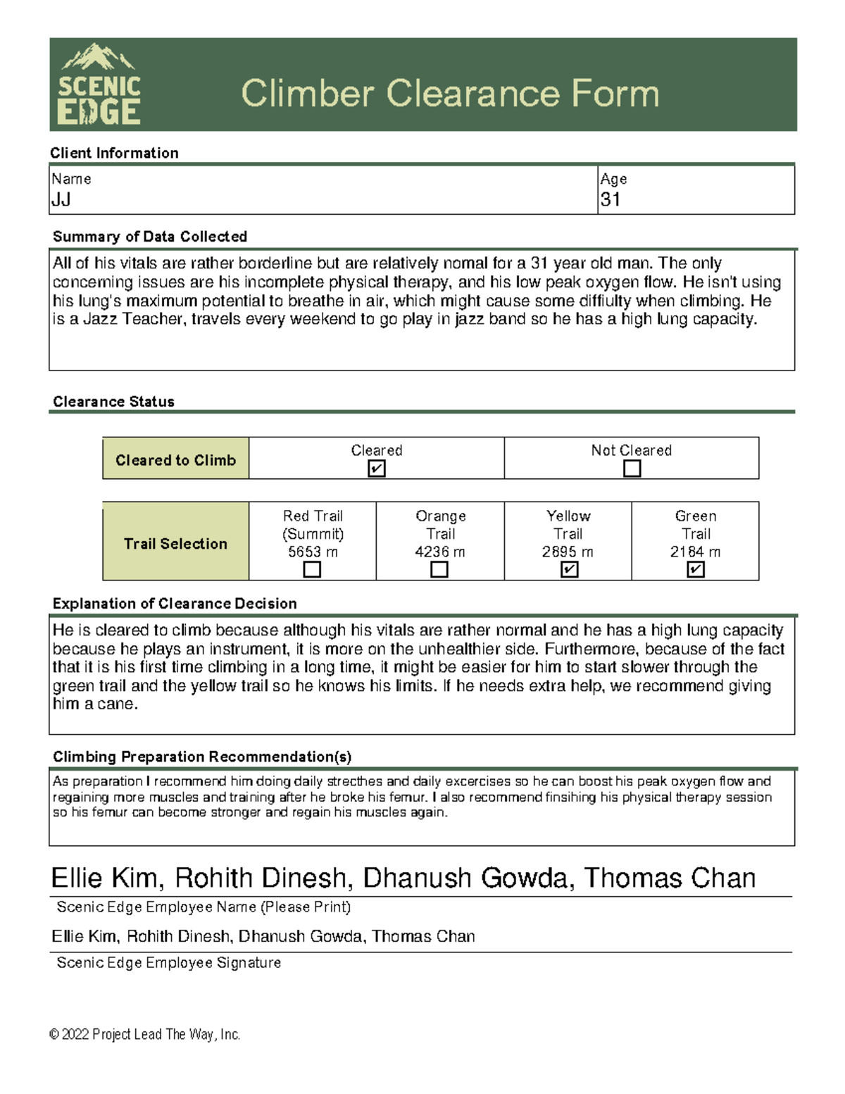 HBS 317 Client Clearance Form - CSM-350 - Client Information Name Age ...