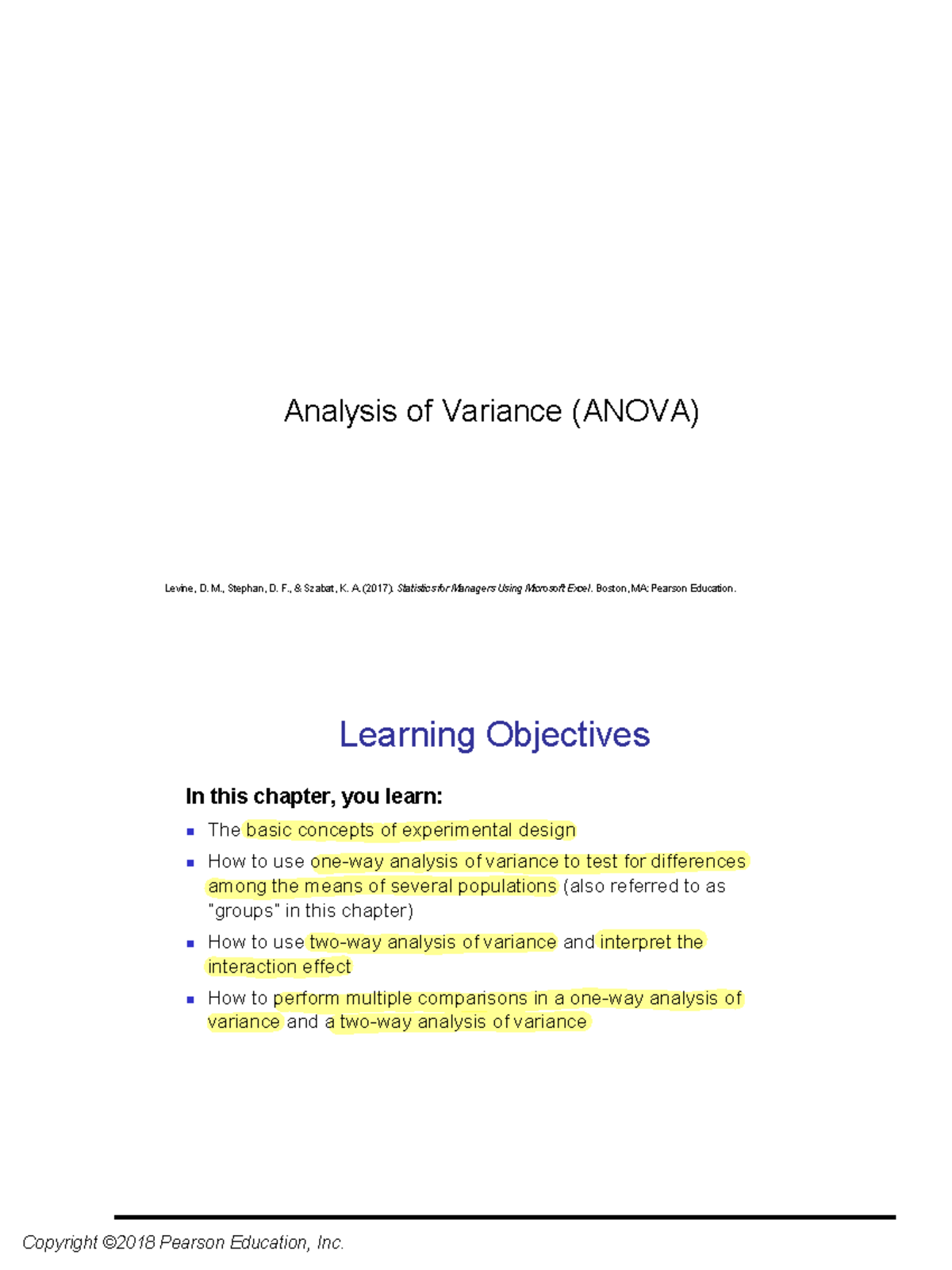 Lecture 5 notes - ####### Analysis of Variance (ANOVA) Levine, D. M ...