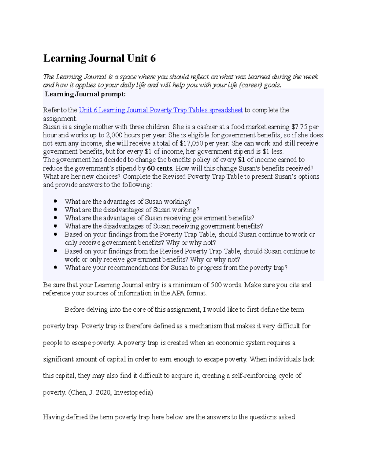 Learning Journal Unit 6 - Learning Journal prompt: Refer to the Unit 6 ...