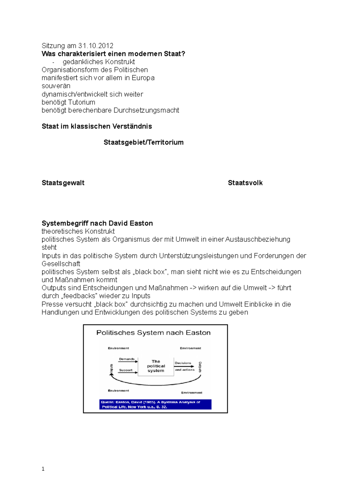 Zusammenfassung - Gesamter Kurs - Charakteristika Eines Staates ...