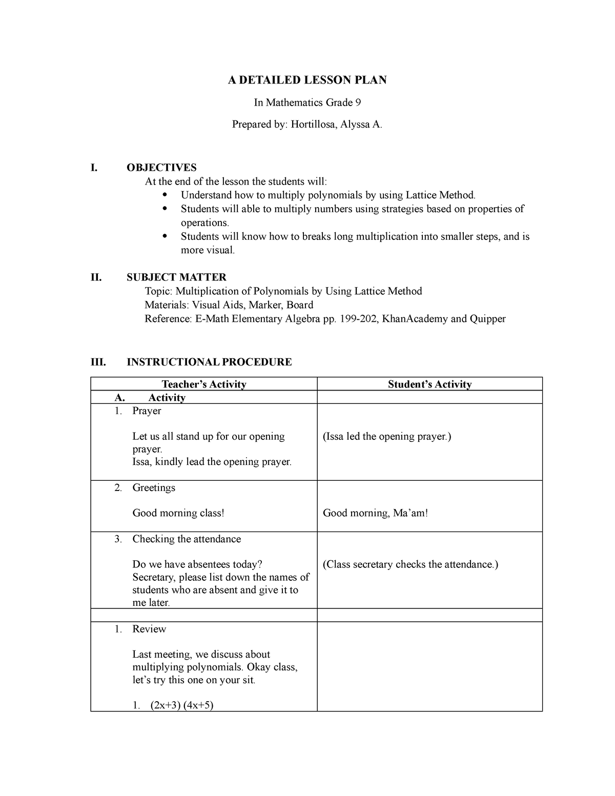 DLP Hortillosa 013536 - sdkjasodjwosjk - A DETAILED LESSON PLAN In ...