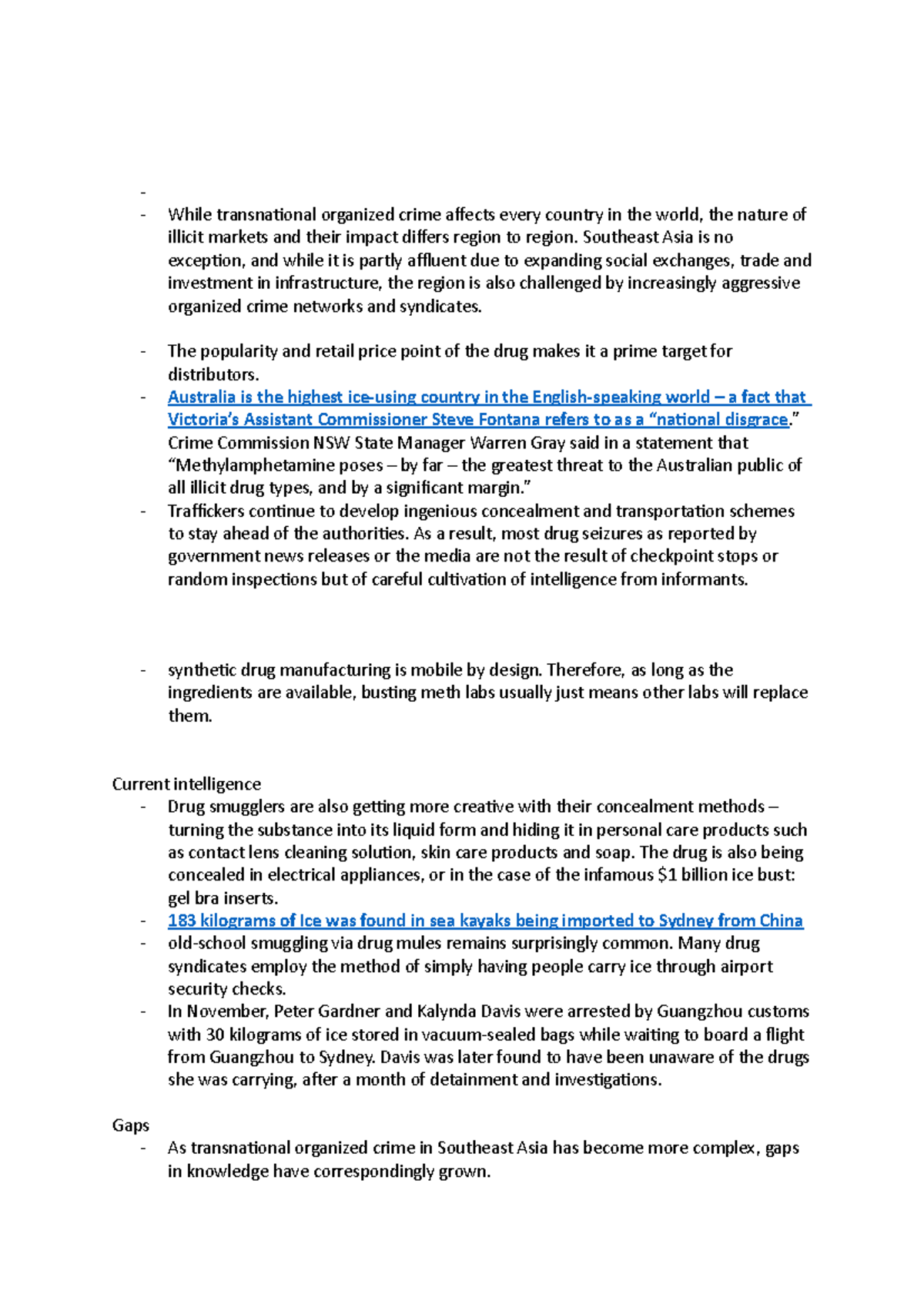 Assignment notes page - While transnational organized crime affects ...