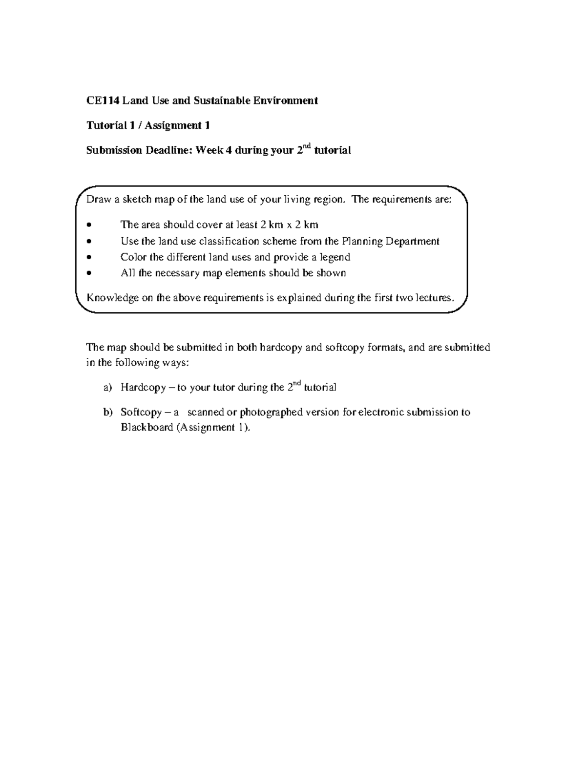 Assignment 1 Land Use And Sustainable Environment Ce114