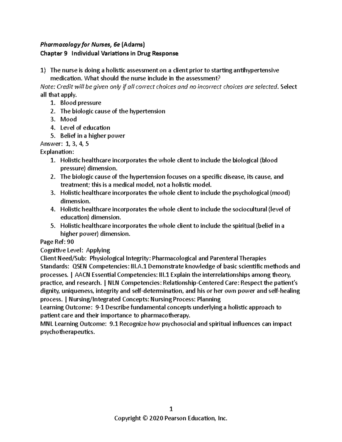 Adams 6e Tif Ch09 - Test Bank - Pharmacology For Nurses, 6e (Adams ...