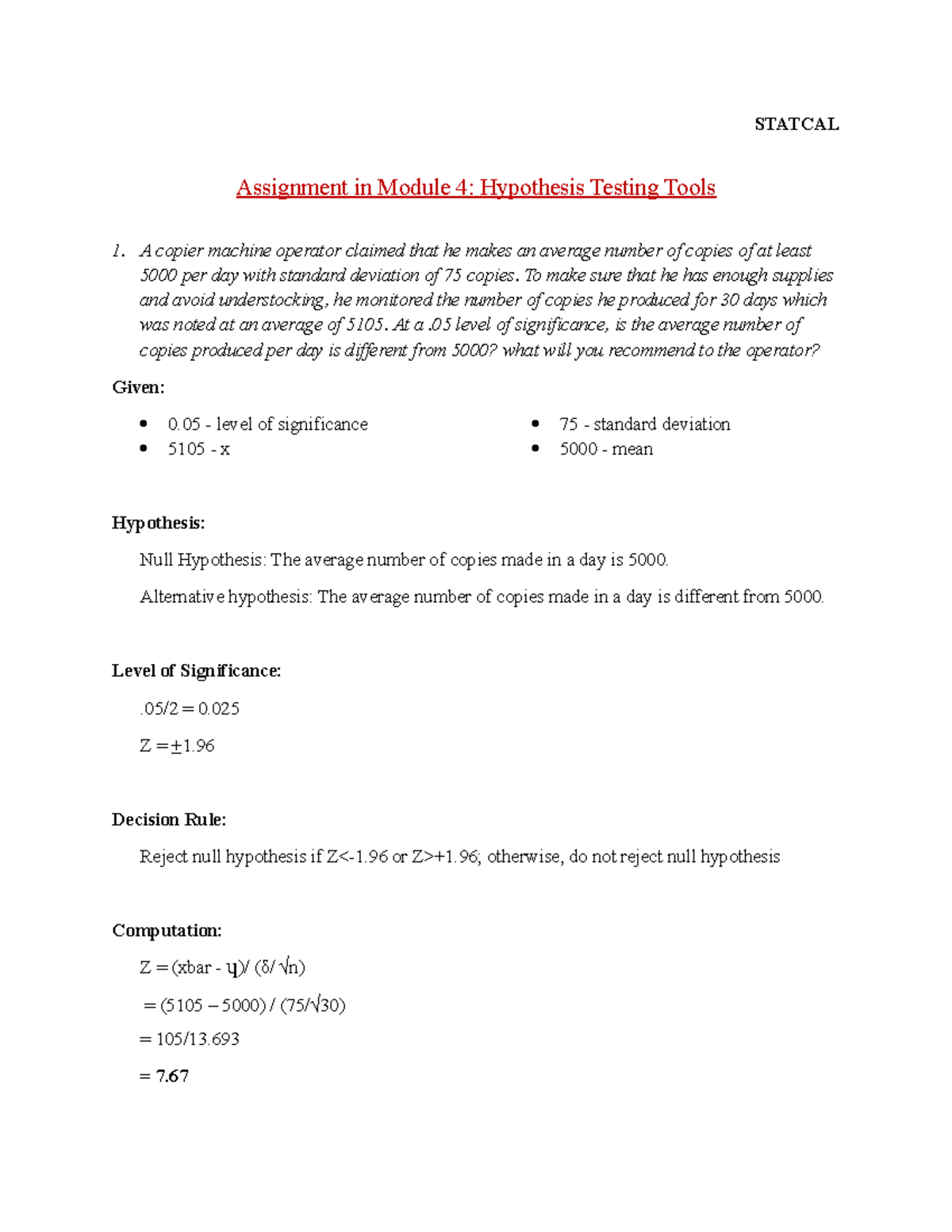 statistical analysis 1 module 4 assignment