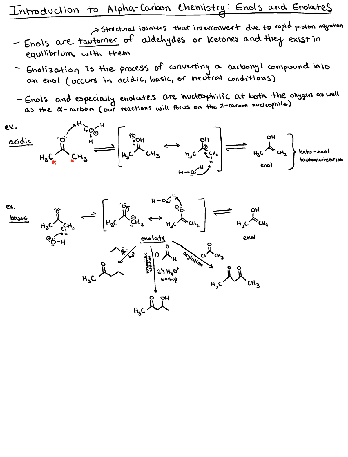 Introduction to Alpha-Carbon Chemistry Enols and Enolates - equilibrium ...