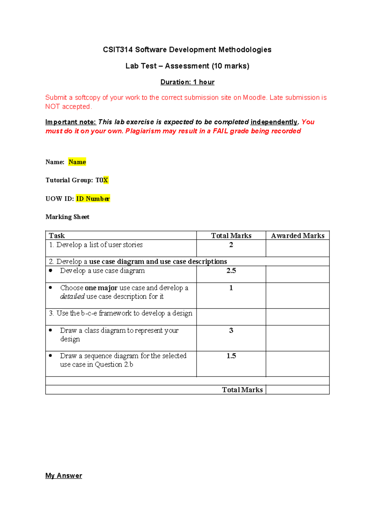 Lab Test - name- Uowid - GOOD - CSIT314 Software Development ...