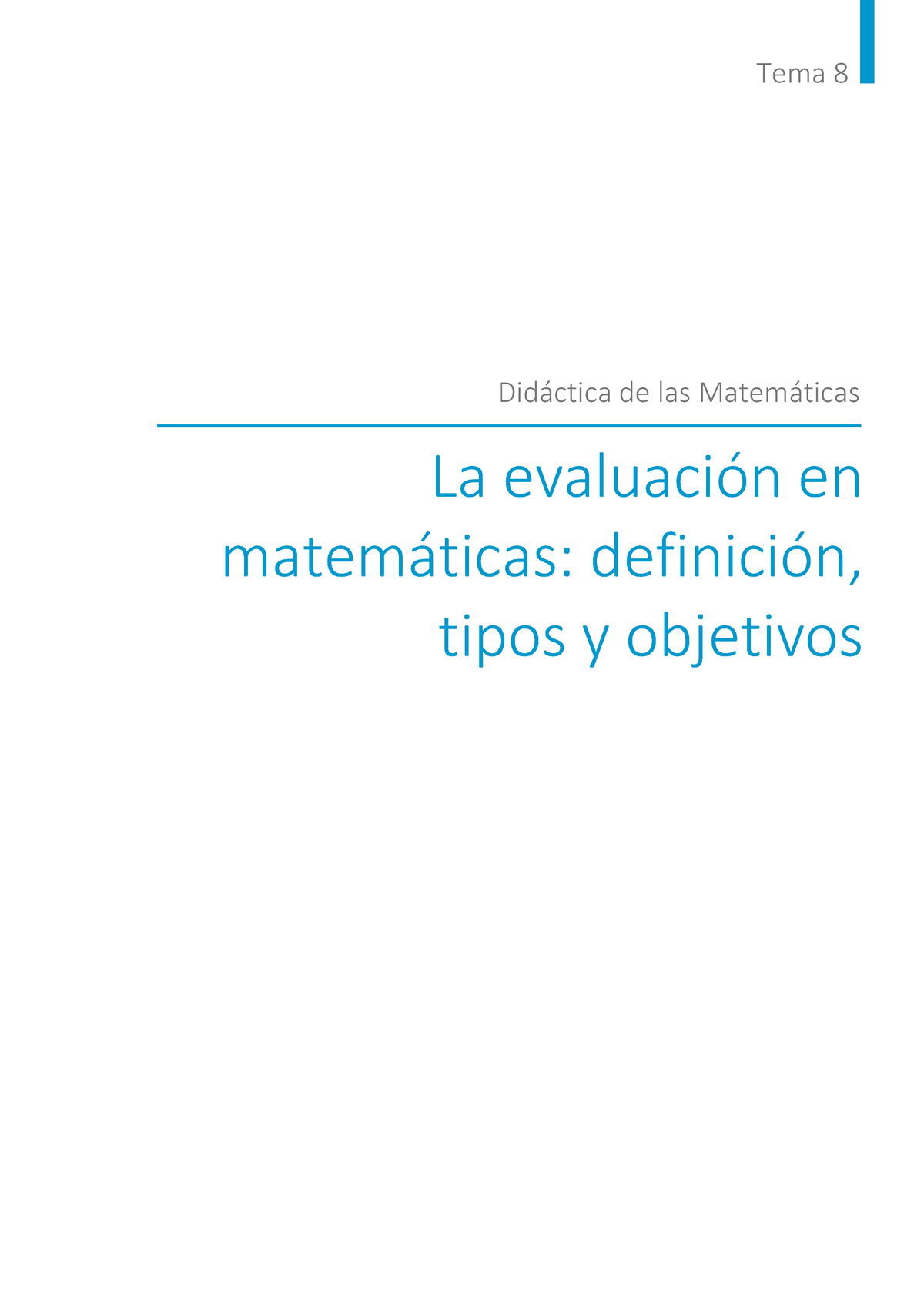 tema8 didáctica matemáticas tema 8 la evaluaciÛn en matemticas