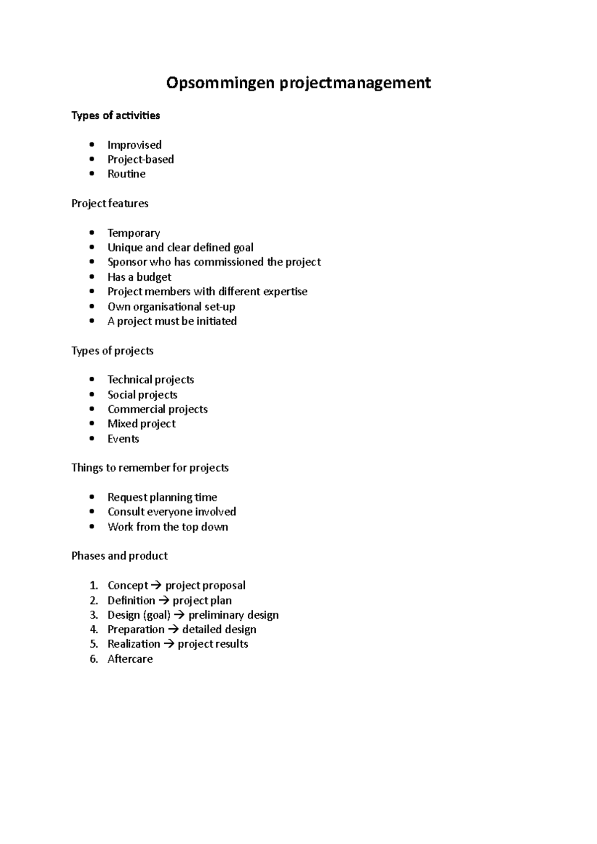 Opsommingen projectmanagement - .. Project members competences ability ...