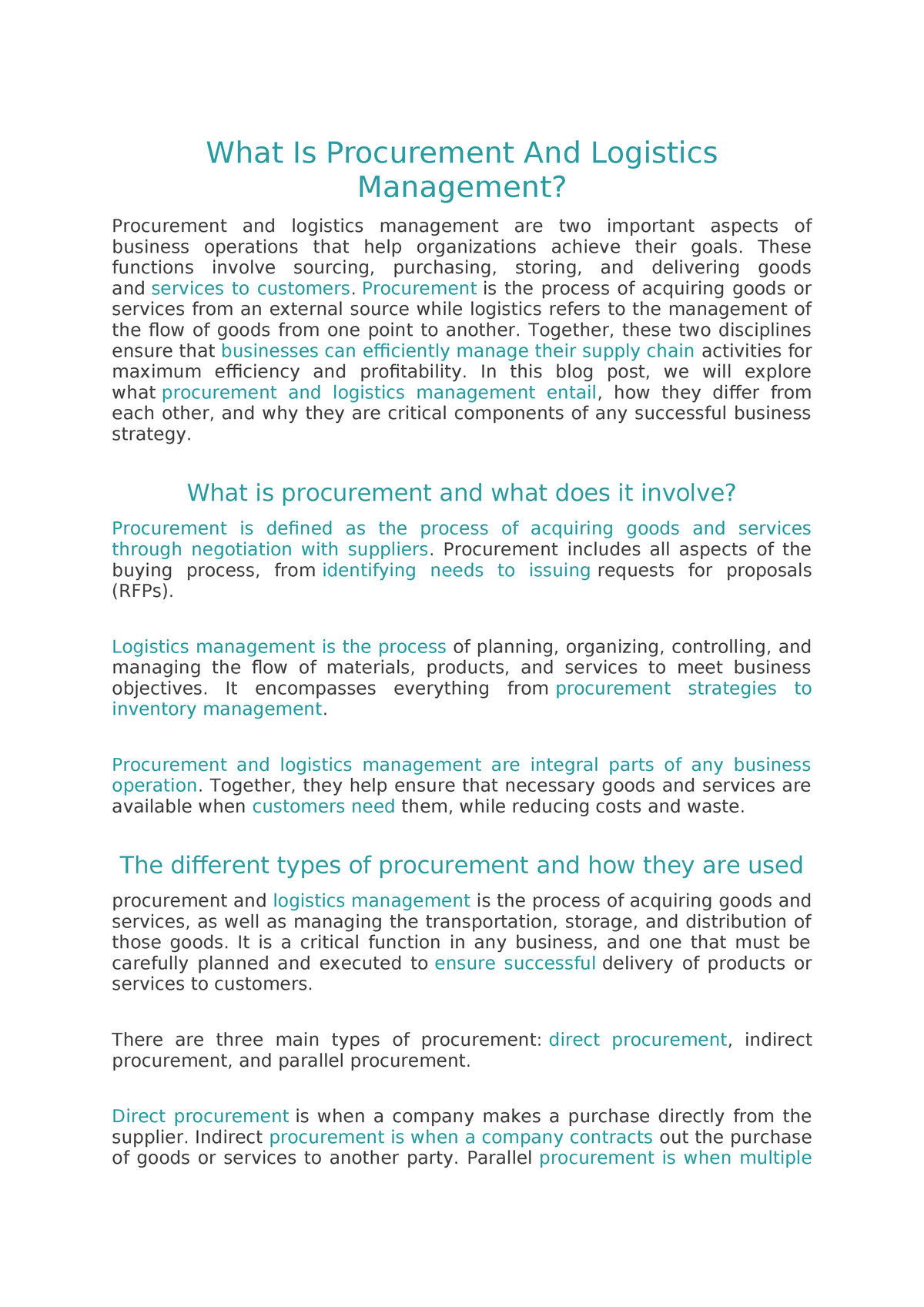 What Is Procurement And Logistics Management - What Is Procurement And ...