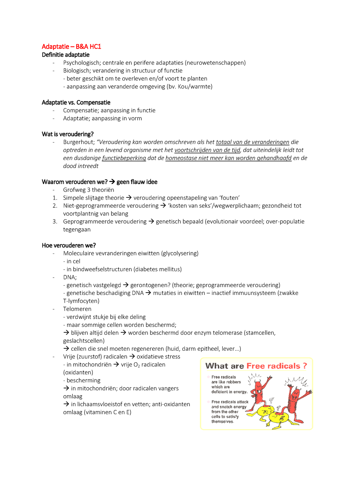 Adaptatie B&A - College-aantekeningen 1-7 - Adaptatie – B&A HC 1 ...