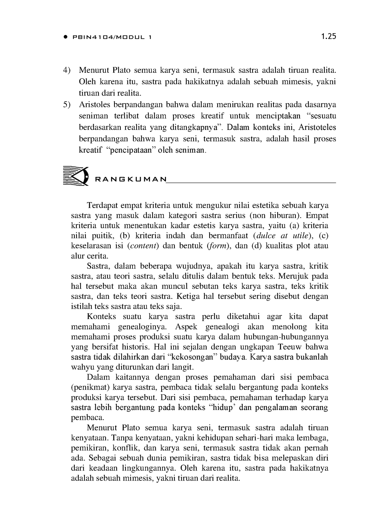 Sastra 9 - Materi Kuliah Bahasa Indonesia Bab 9 - ⚫ PBIN4104/MODUL 1 1 ...