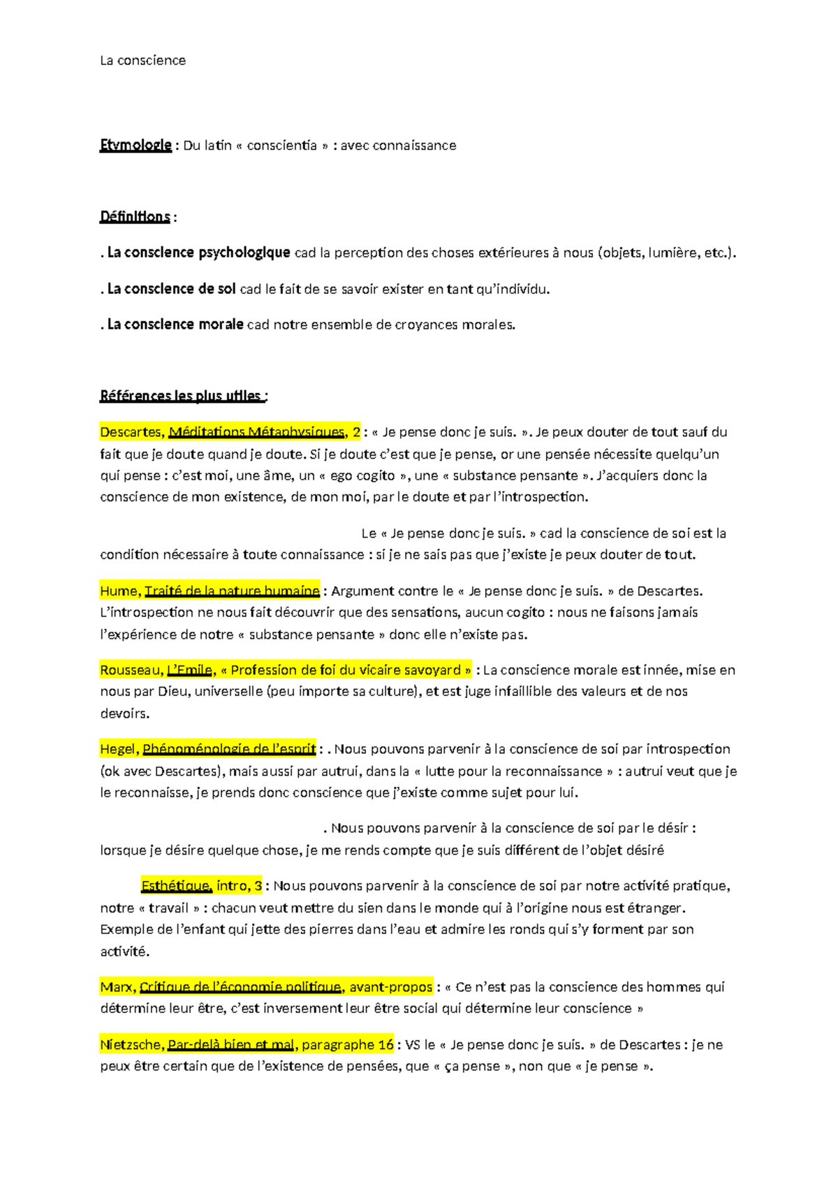 Conscienceze ze - La conscience Etymologie : Du latin « conscientia ...