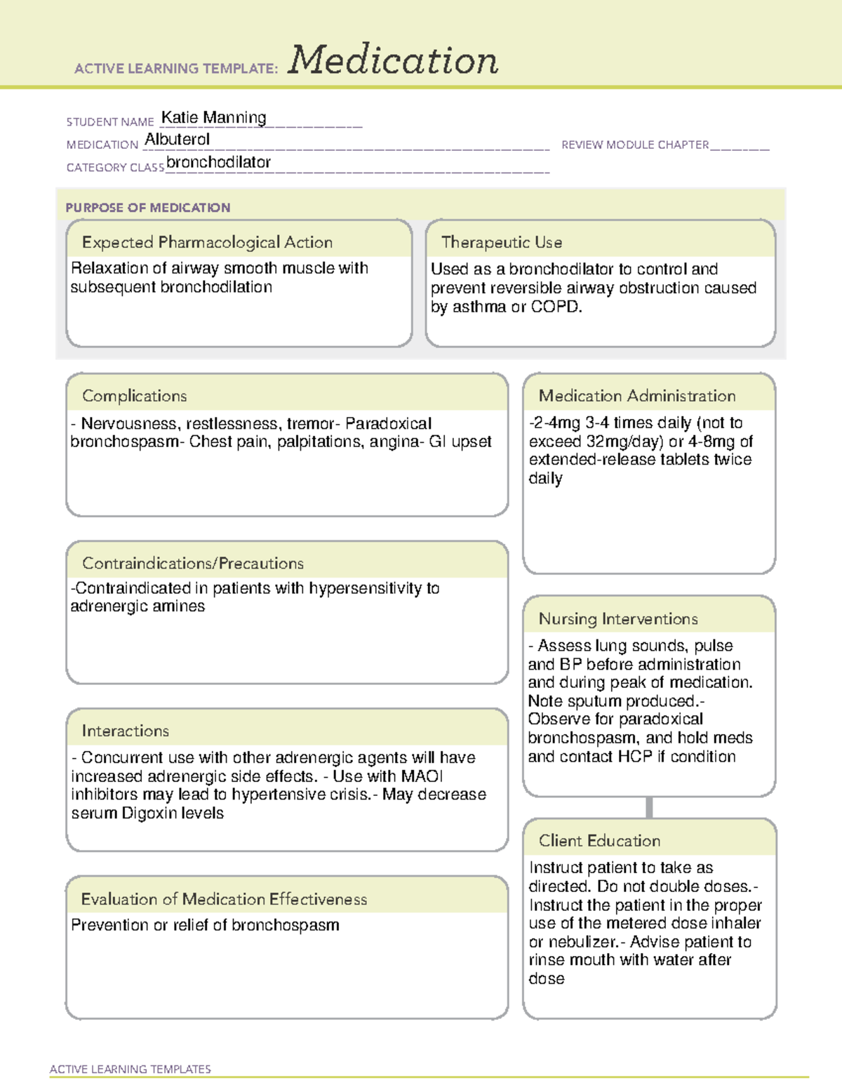 Med Form albuterol - Use for practicing remembering drug names and ...