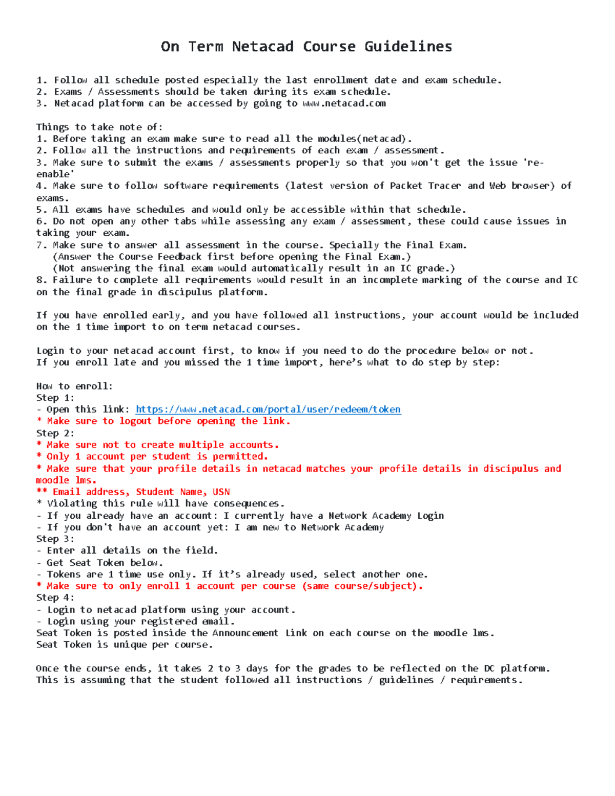 Netacad-Course-Guidelines - On Term Netacad Course Guidelines Follow ...