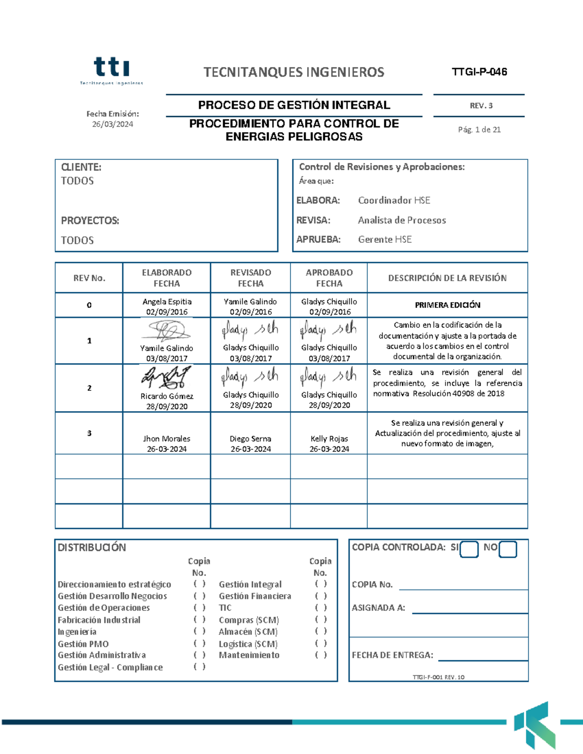 TTGI P 046 Procedimiento PARA Control DE Energias Peligrosas. Rev 3 ...