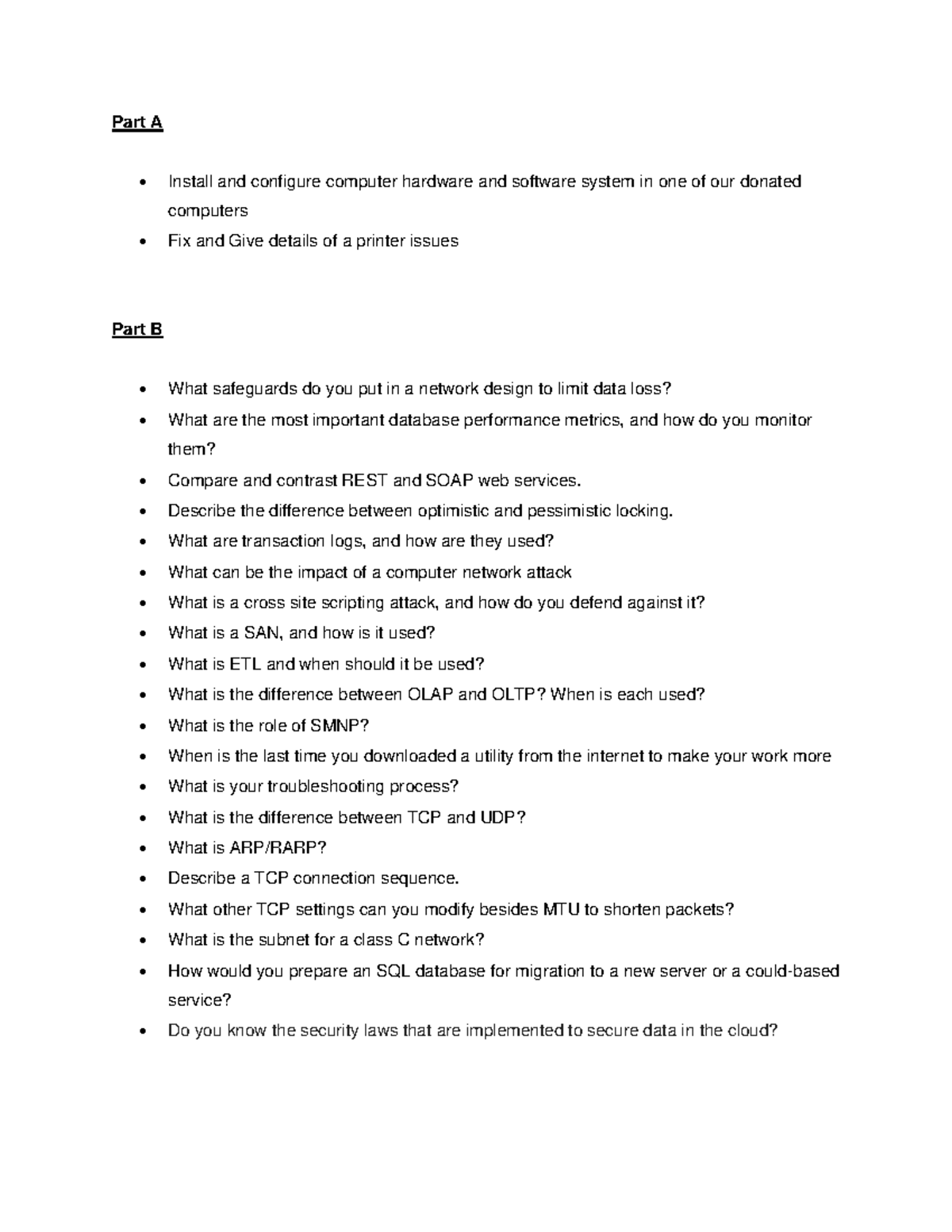 IT Questions - n/a - Part A Install and configure computer hardware and ...