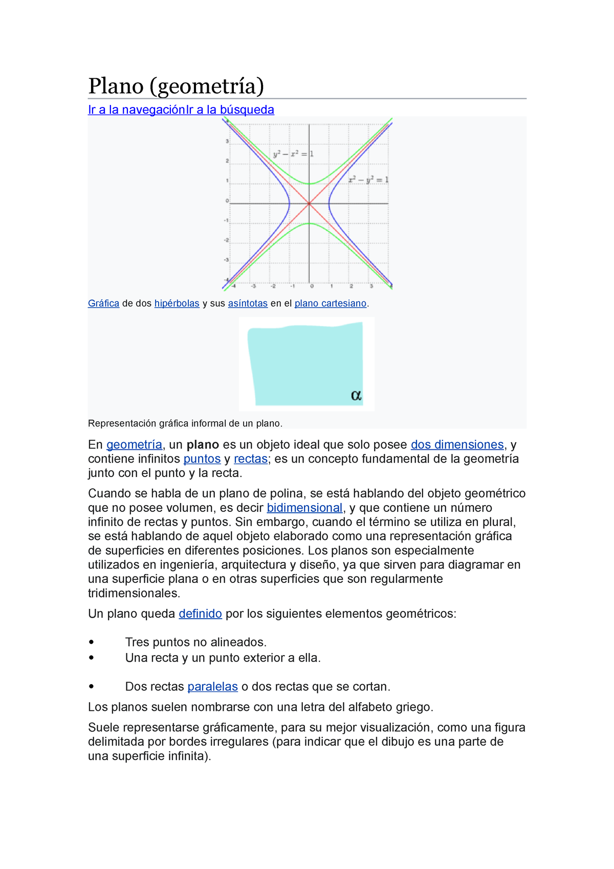 Plano Representación Gráfica Informal De Un Plano En Geometría Un Plano Es Un Objeto Ideal 6046