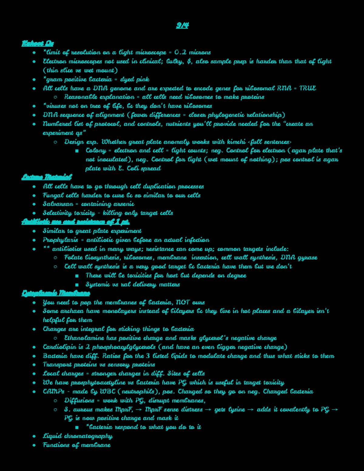 Exam 1 9/4 9/6; 56 9/ Kahoot Qs *limit of resolution on a light