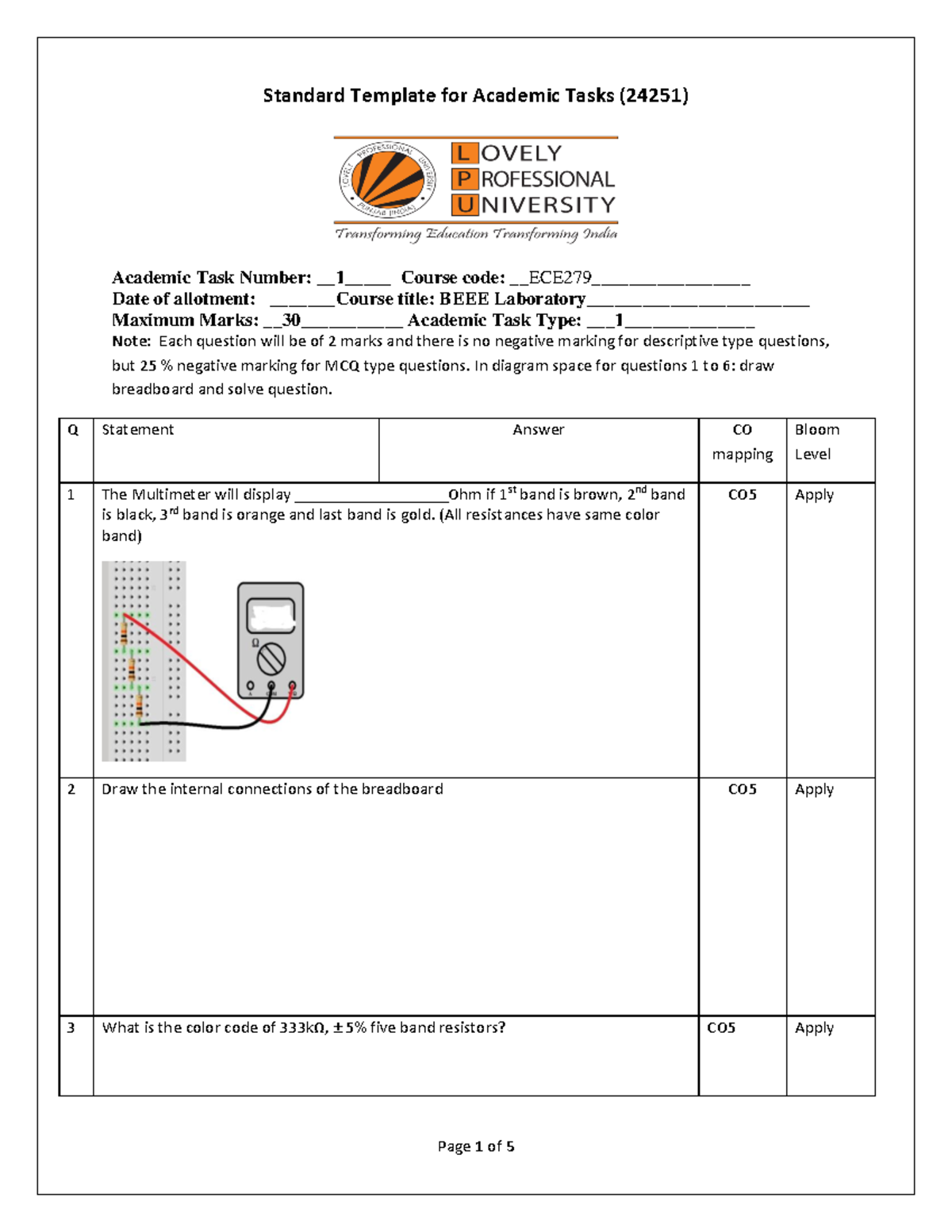 ECE 279 CA1 - Ca1 - Academic Task Number: __ 1 _____ Course code ...