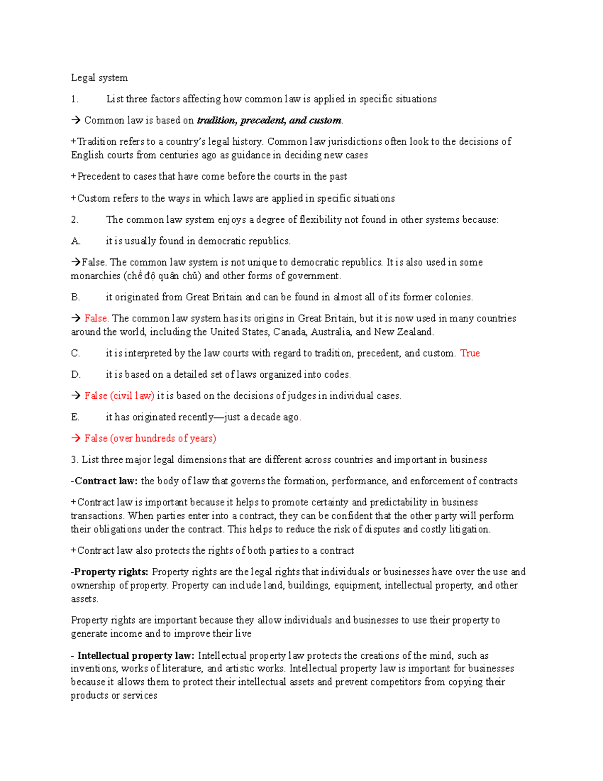 Legal system - Chapter 2 - Legal system List three factors affecting ...