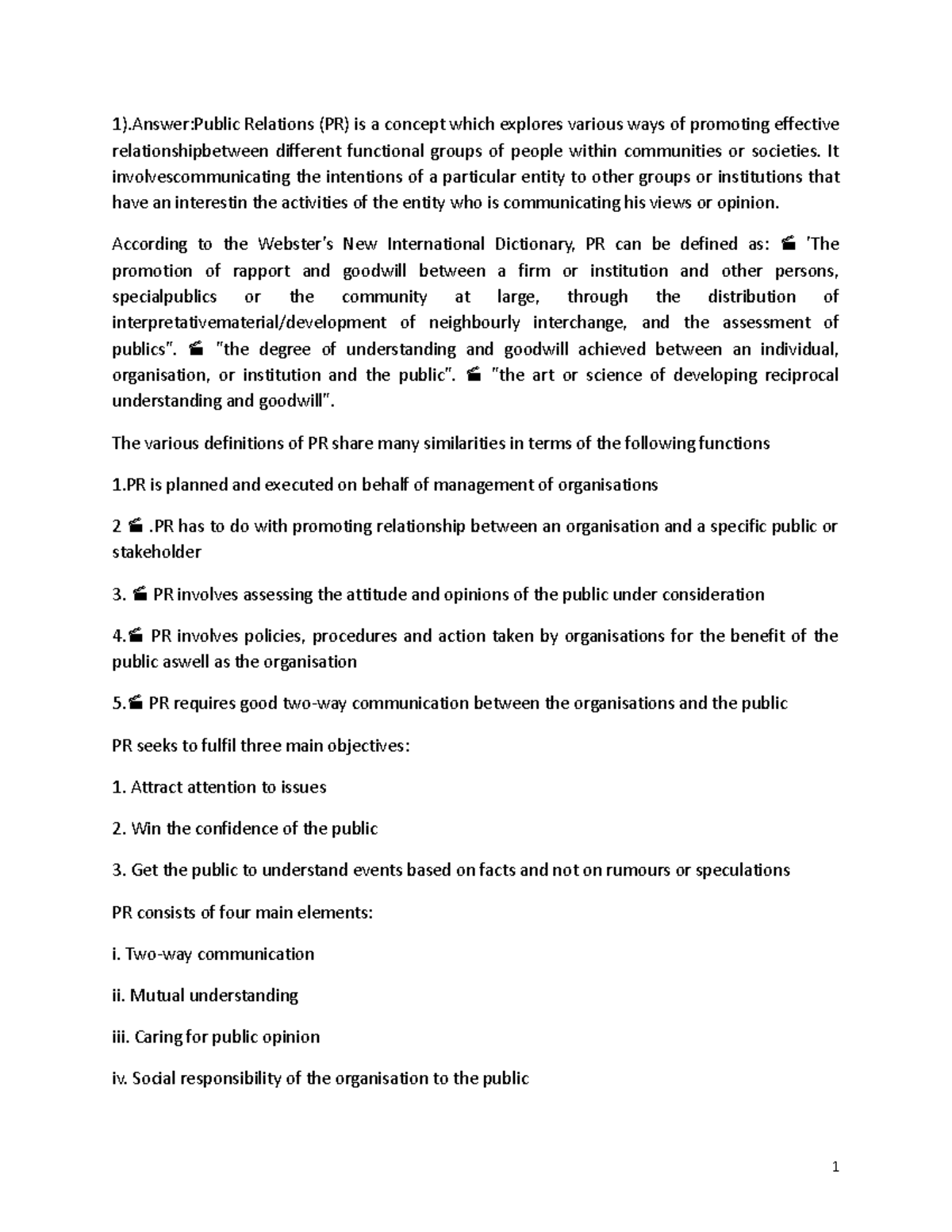 Public Relation-WPS Office - 1).Answer:Public Relations (PR) is a ...