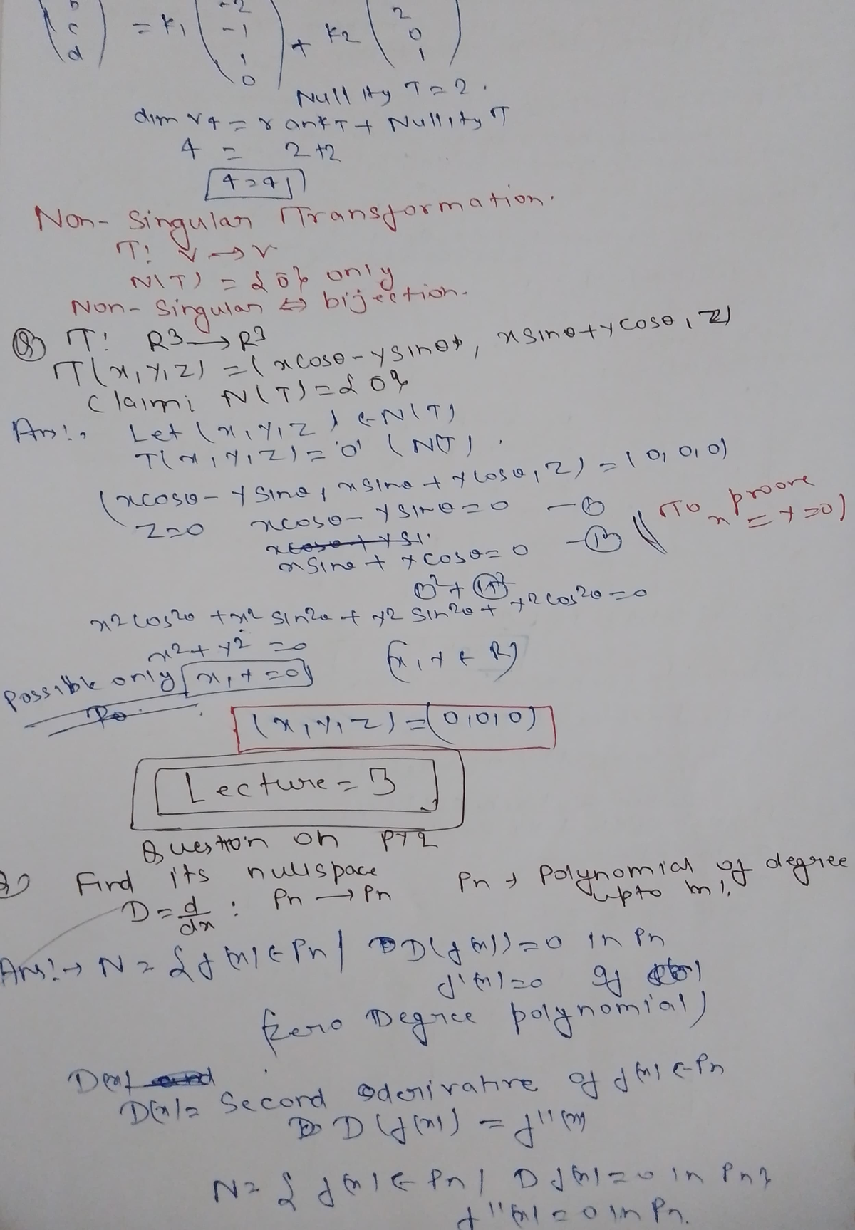 Non Singular Transformation Mathematics Elective AntTt Noh 