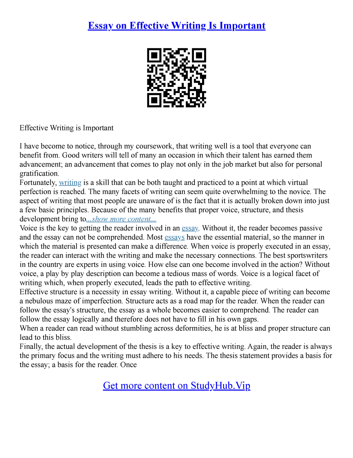 essay on use of writing