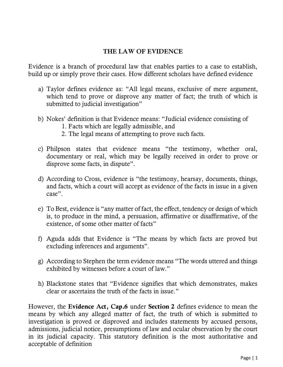 research topics on law of evidence