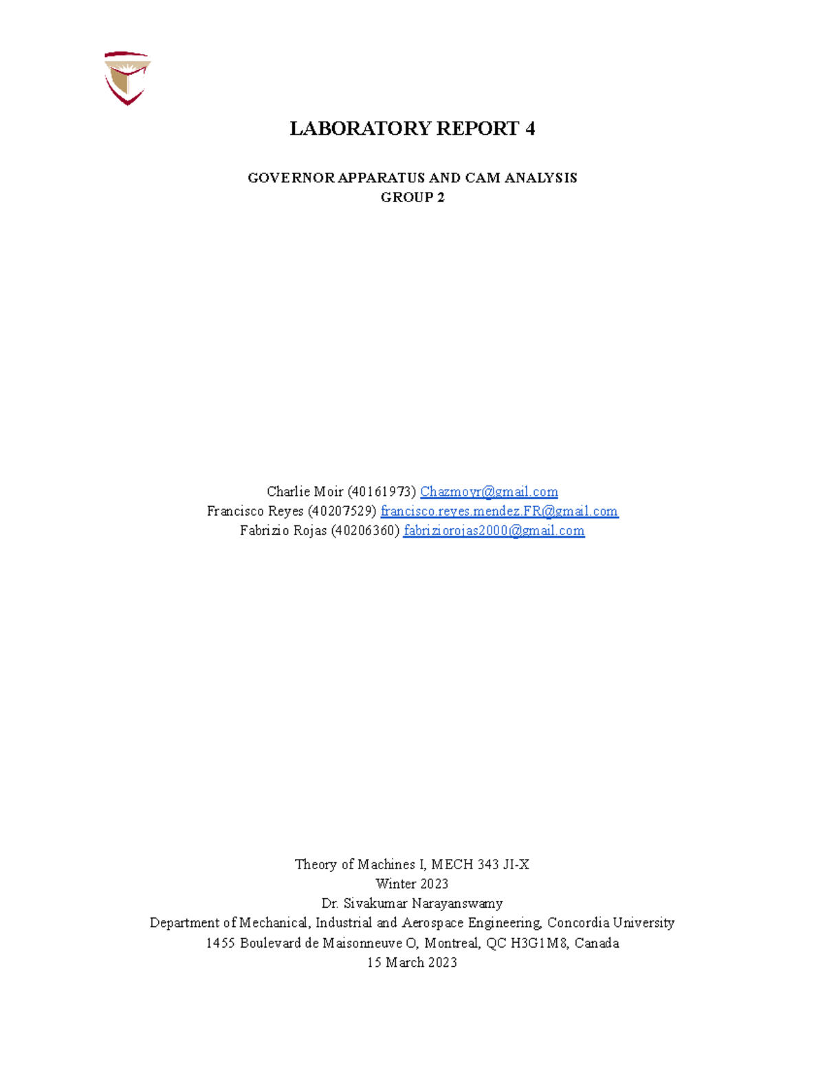Francisco-Reyes group 2 Lab4 Sec.JI-X - MECH 343 - Concordia - Studocu