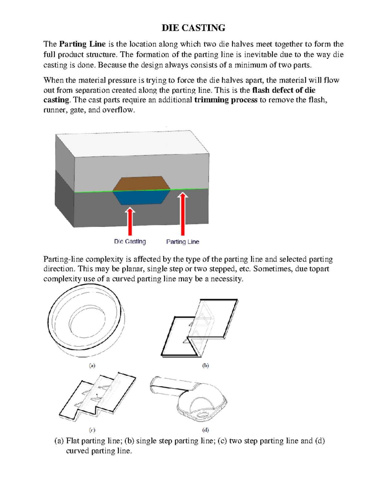 DIE Casting EX fsda DIE CASTING The Parting Line is the location