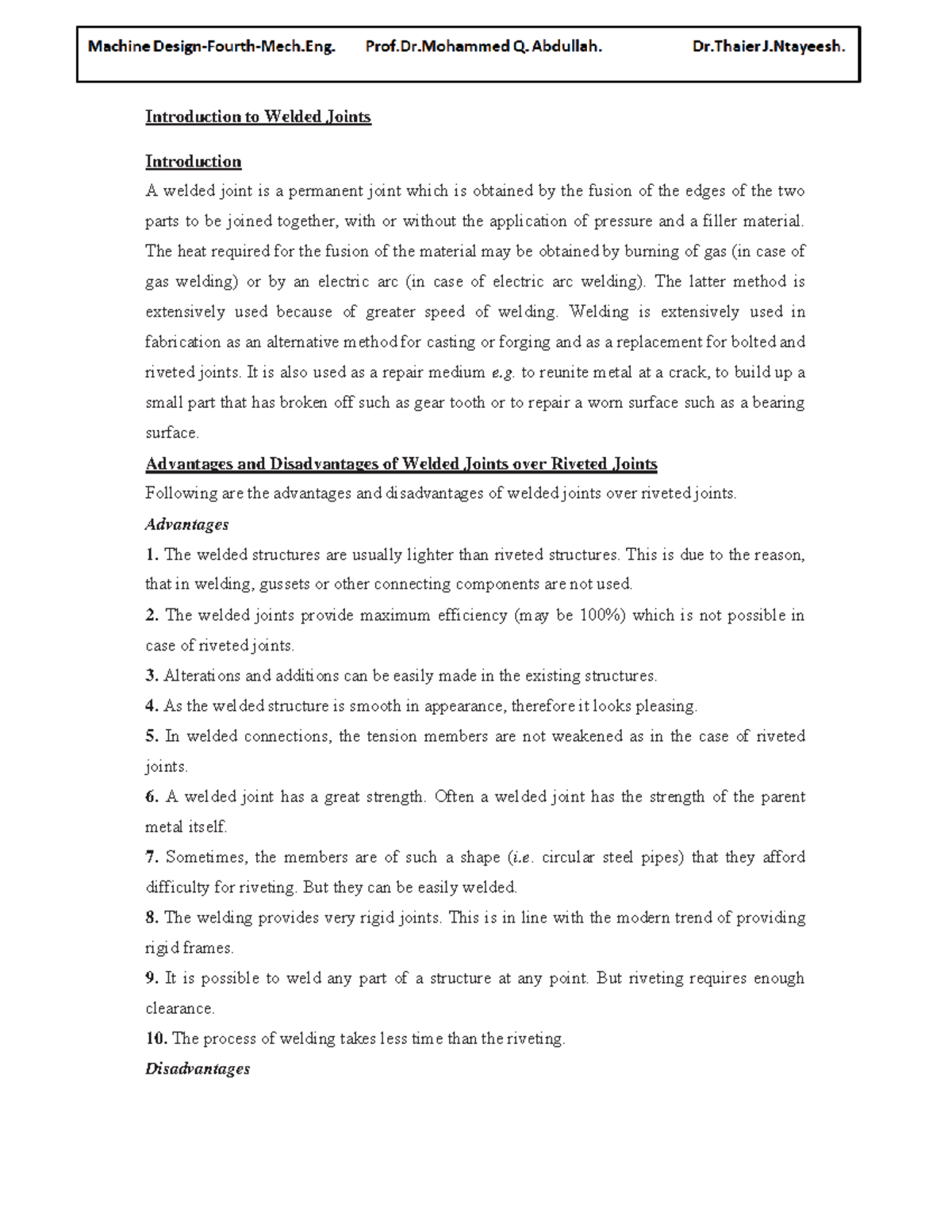 Welded-Joint - N/A - Lecture Notes – 29 Introduction to Welded Joints ...