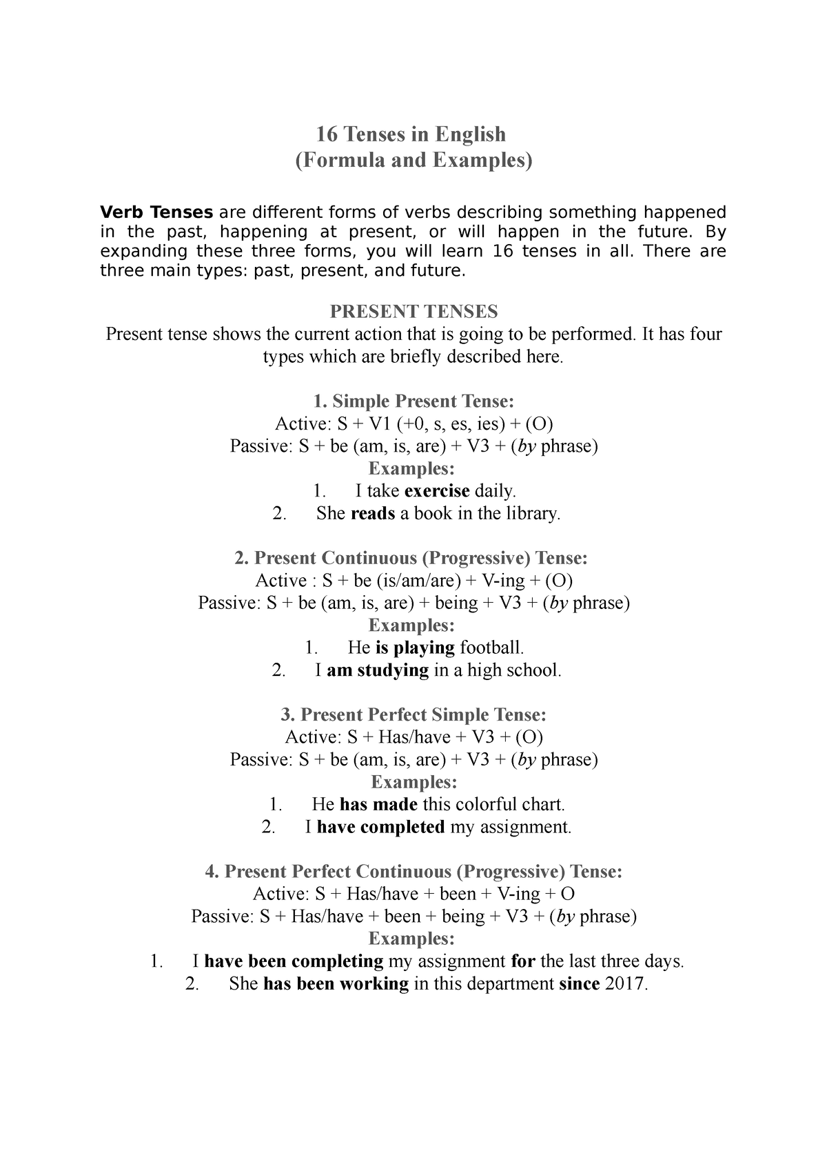 The 16 Tenses In English - Copy - 16 Tenses In English (Formula And ...