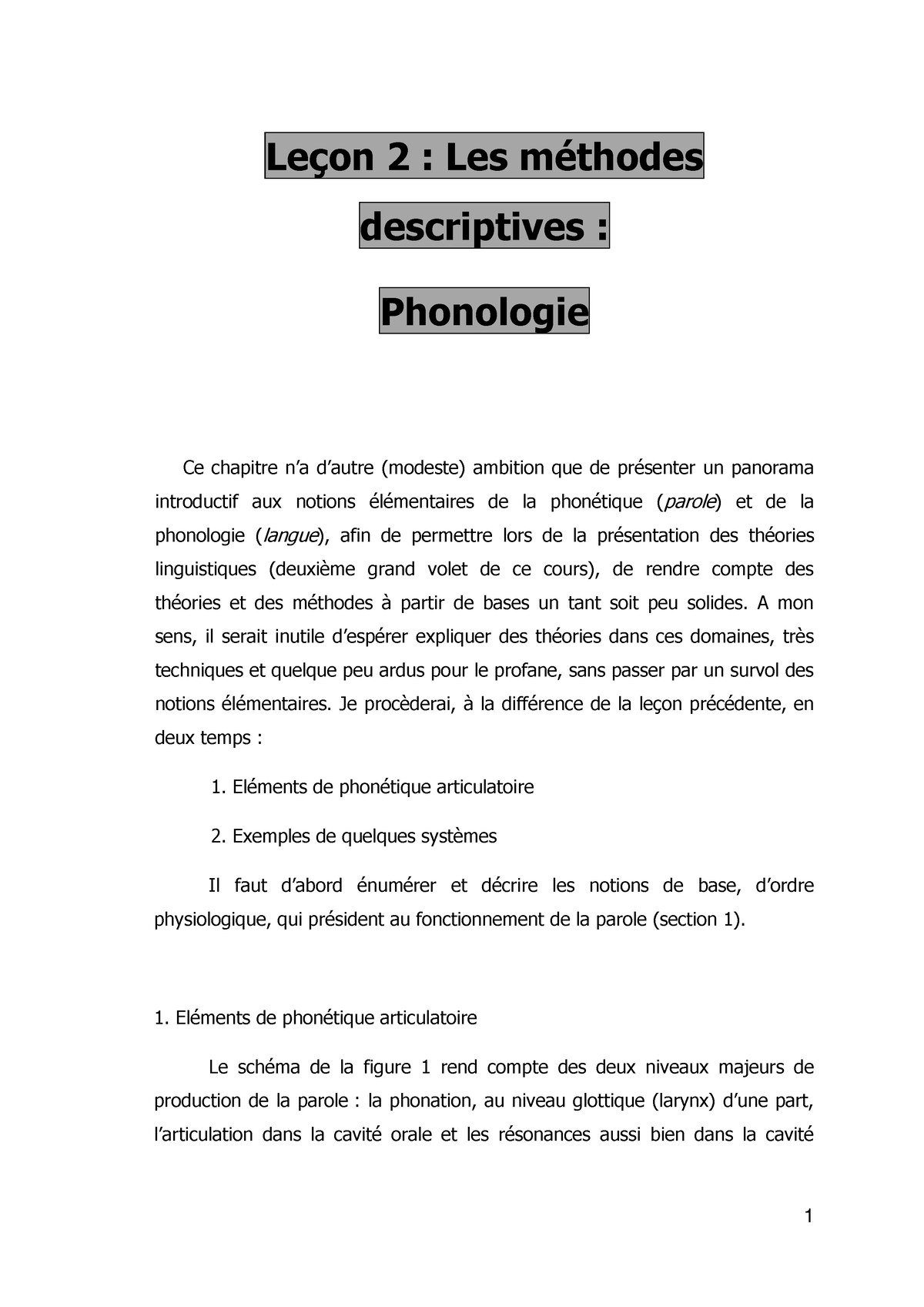 Leçon 2 - Phonetique Et Phonologie - Leçon 2 : Les Méthodes ...