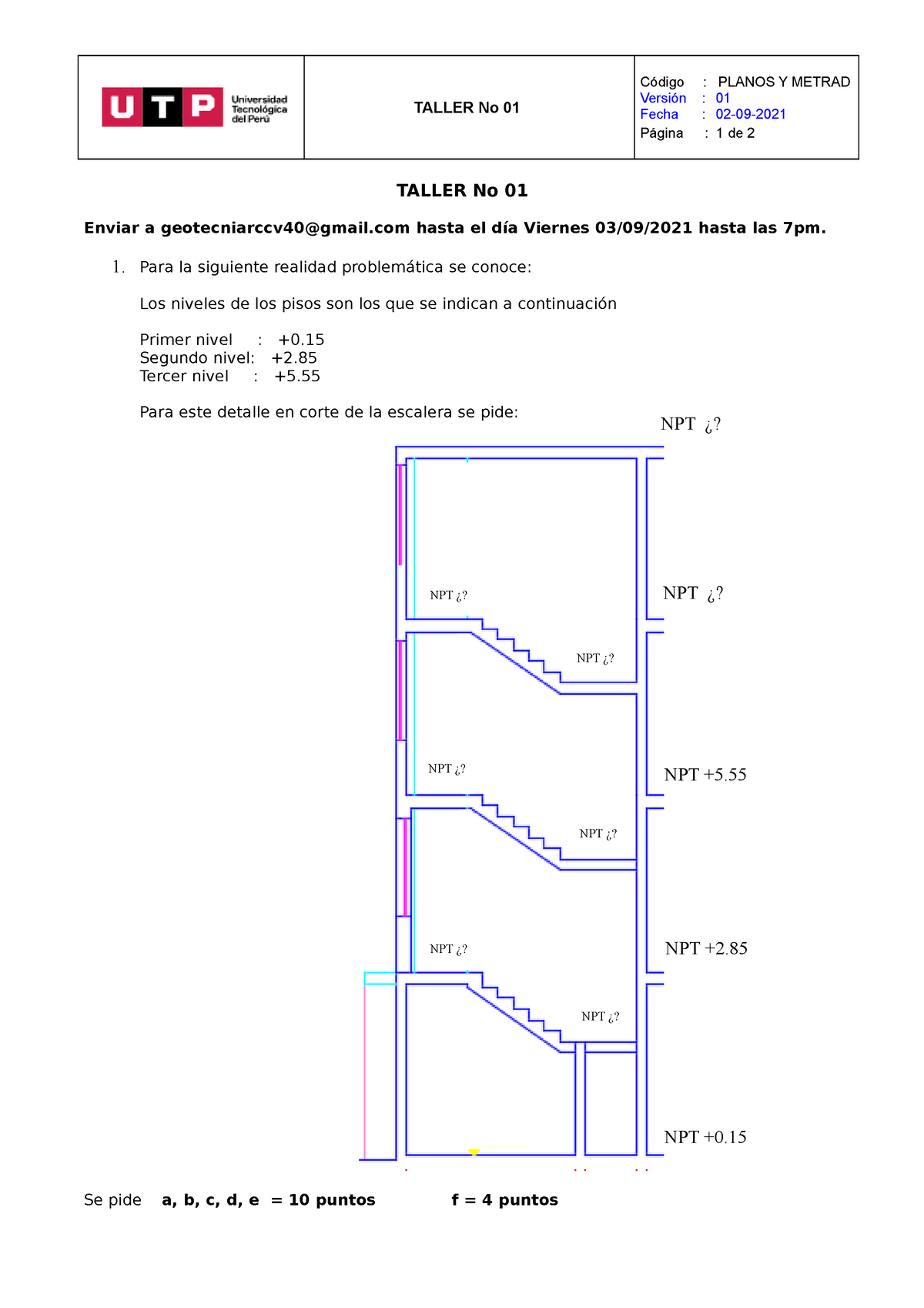 taller no 01 ntp de cada nivel taller no 01 código planos y