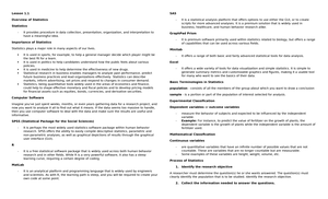 STS-311 - REVIEWER - STS LECTURE 1 OVERVIEW OF STATISTICS STATISTICS is ...