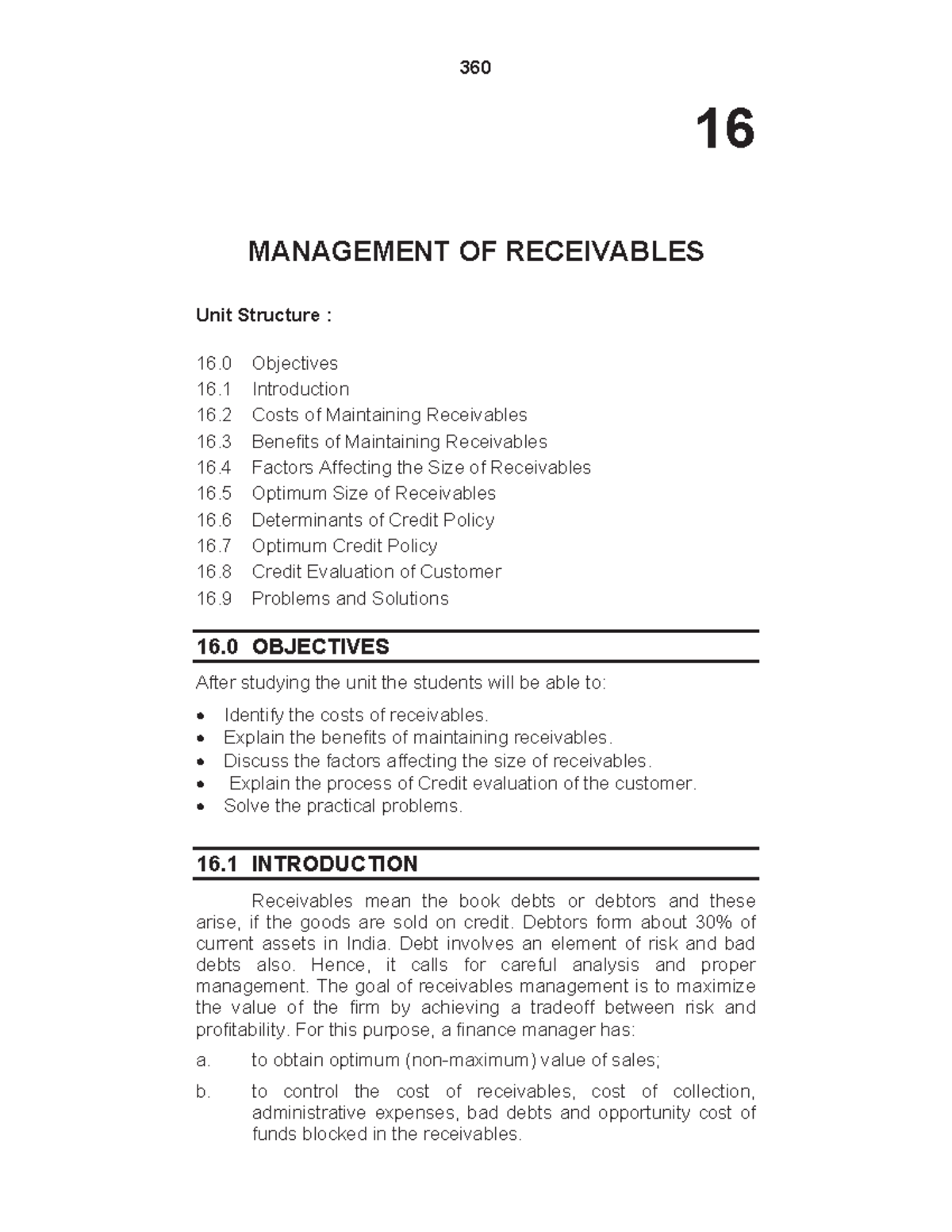 Advance-Financial-Management chapter 16 - 16 MANAGEMENT OF RECEIVABLES ...