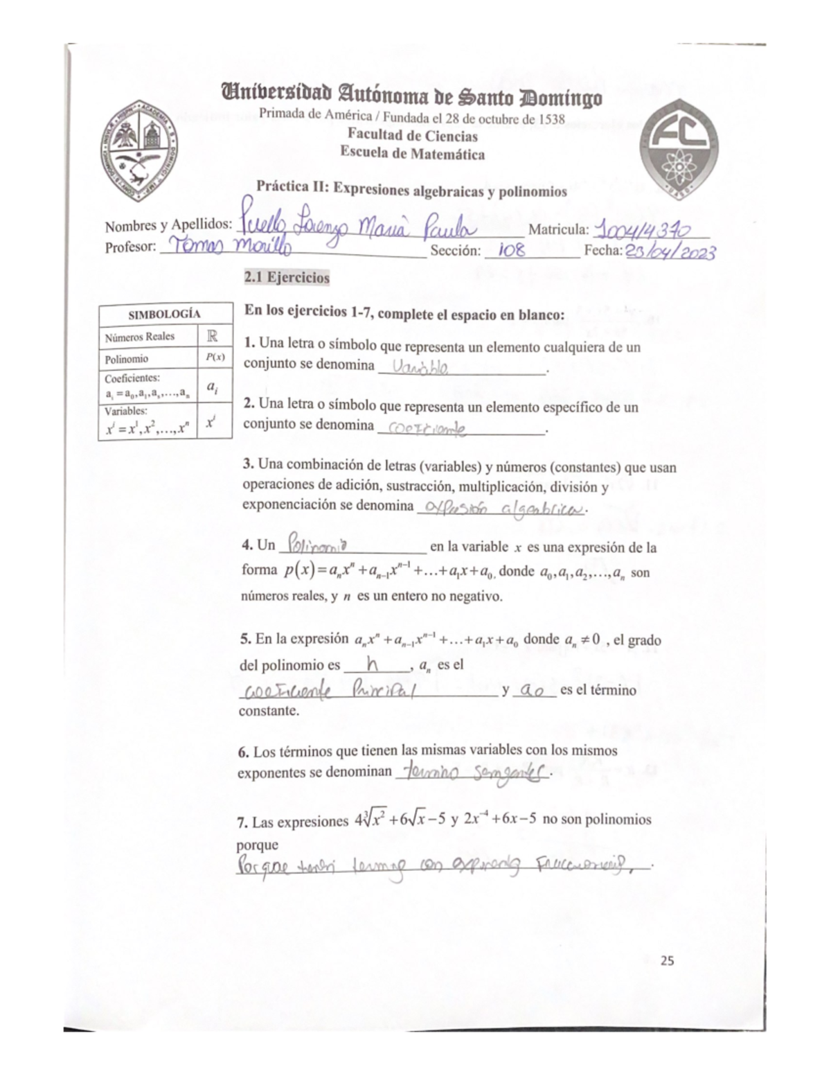 Práctica 2 Matematica 014 - Química Básica - Studocu