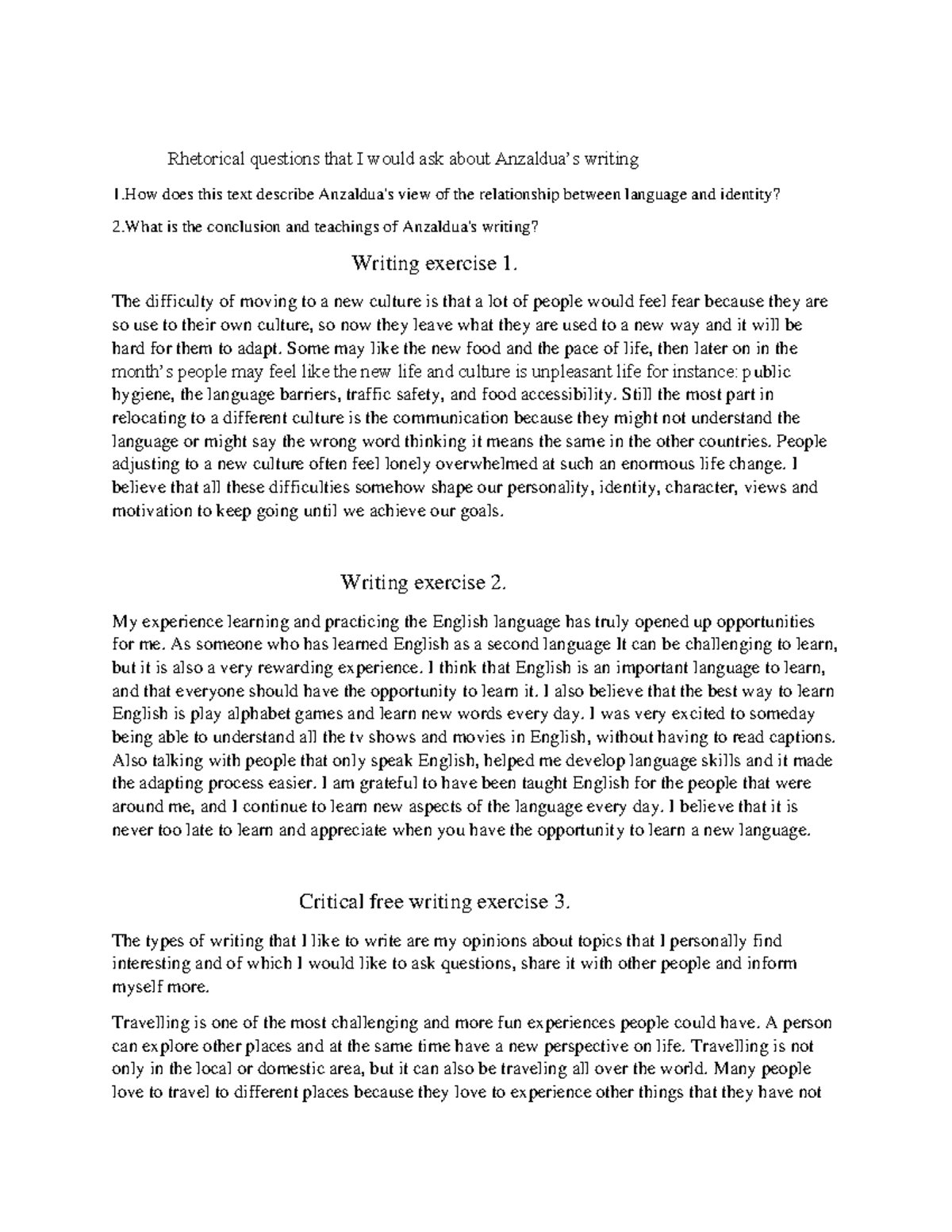 Week 3-finding your way exercises - Rhetorical questions that I would ...