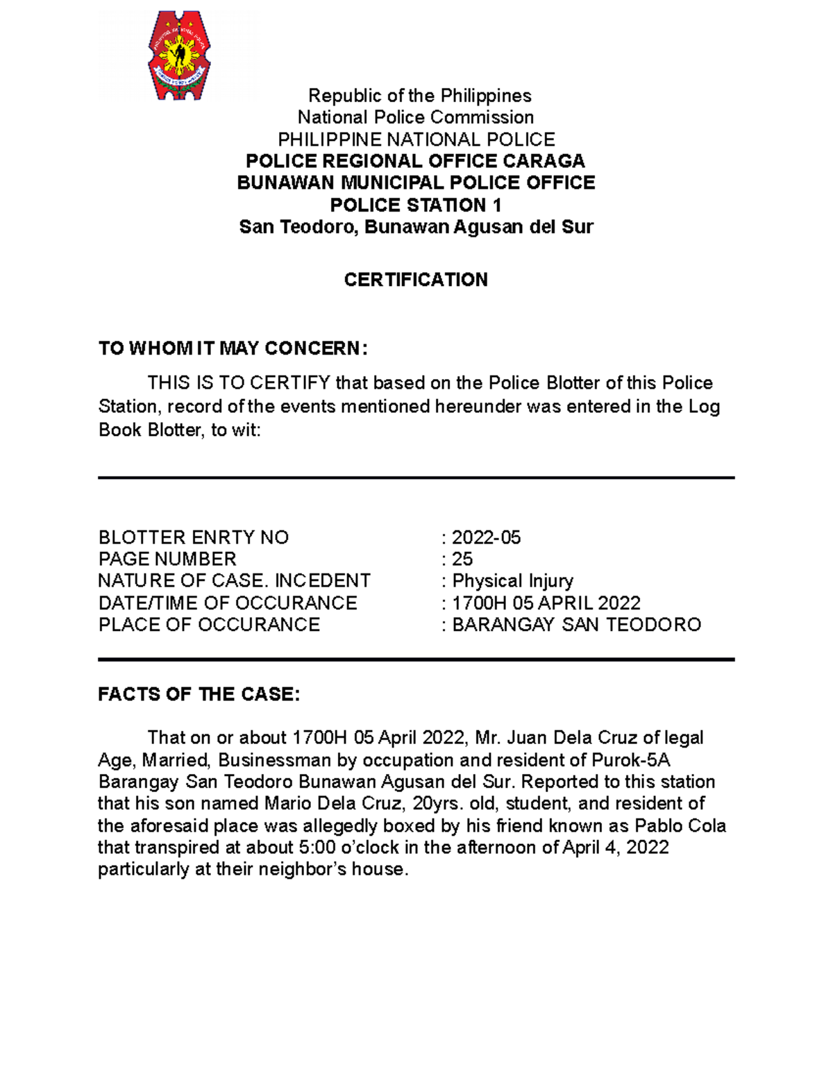 police-report-template-free-printable-documents-report-writing