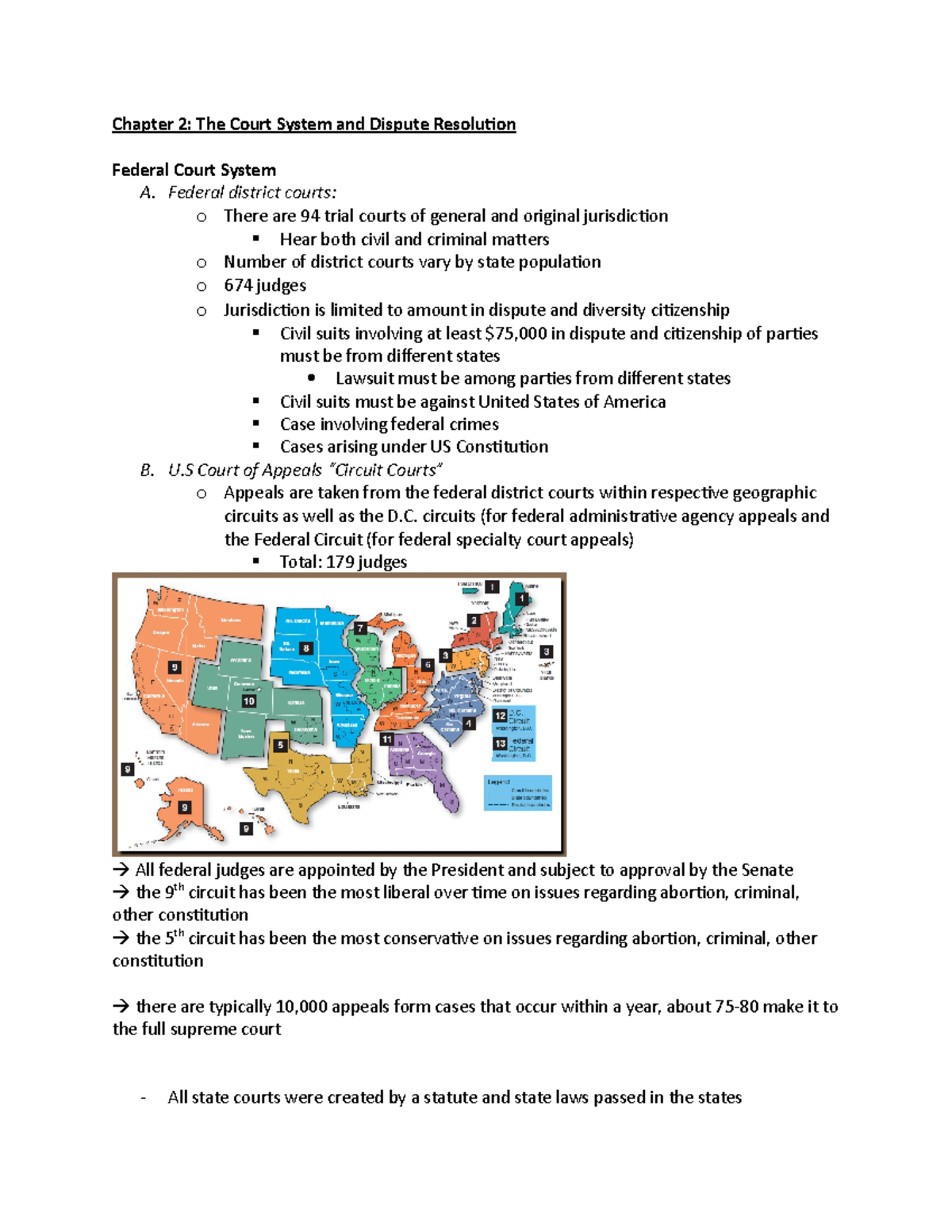 Court Systems And Dispute Resolution Notes - Chapter 2: The Court ...